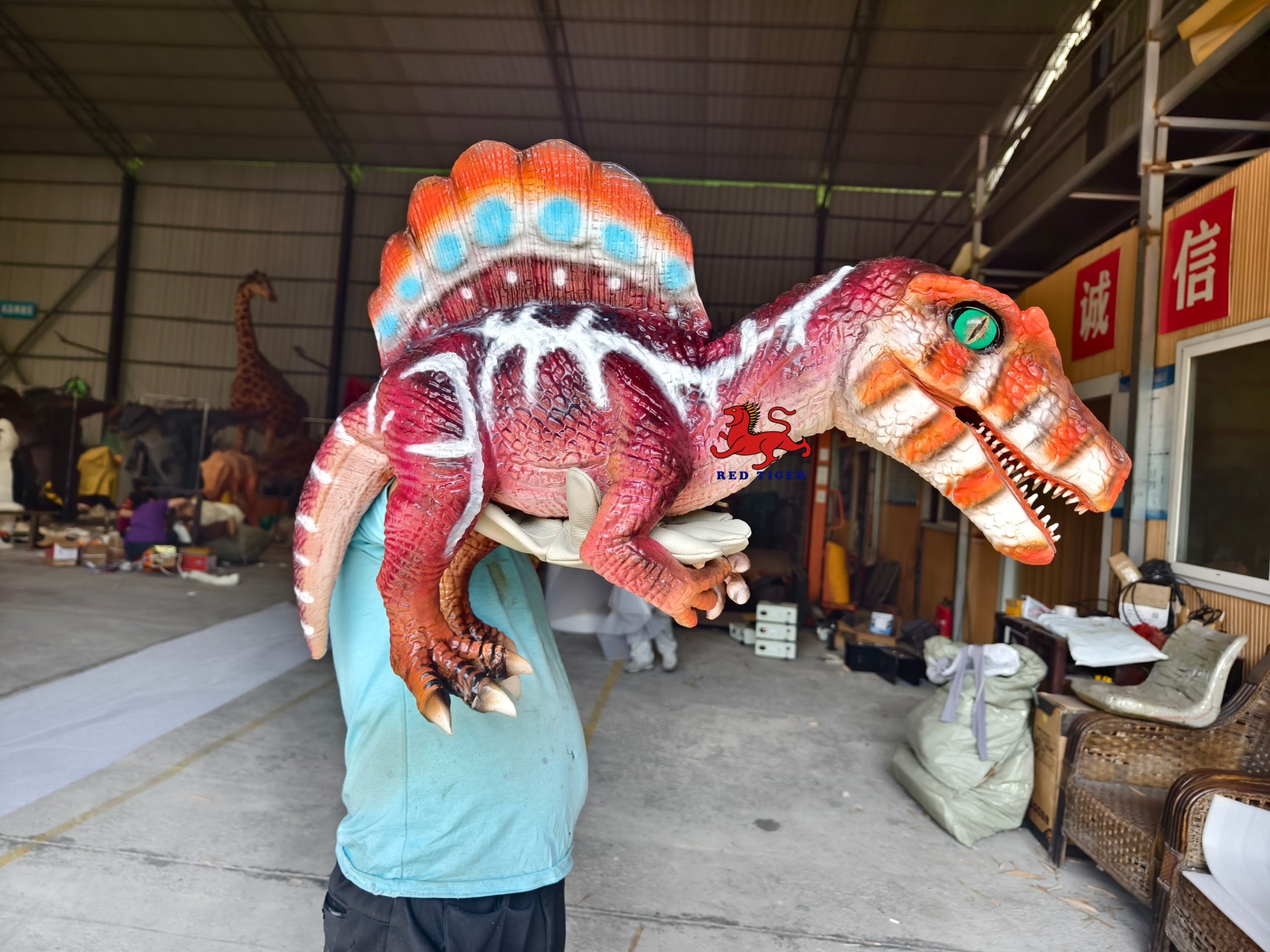 Realistic Spinosaur Hand Puppet Interactive Dinosaur Puppet for Kids Show Theme Park