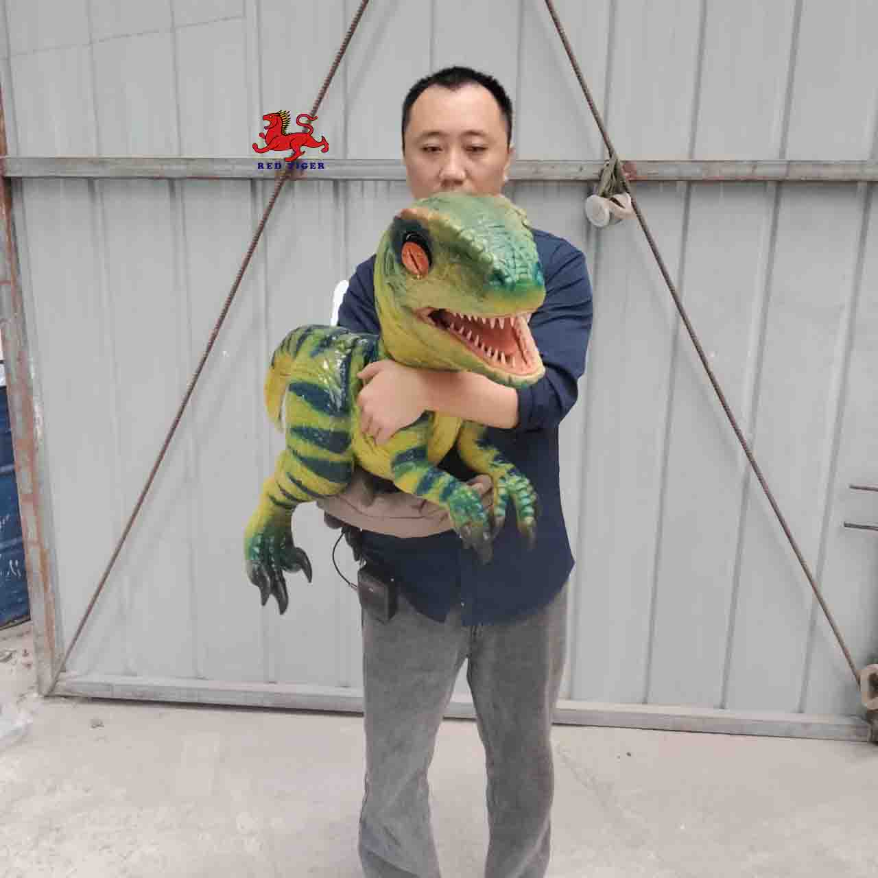Amusement Park Products  Robotic Animatronics Baby Realistic raptor Puppet for Sale
