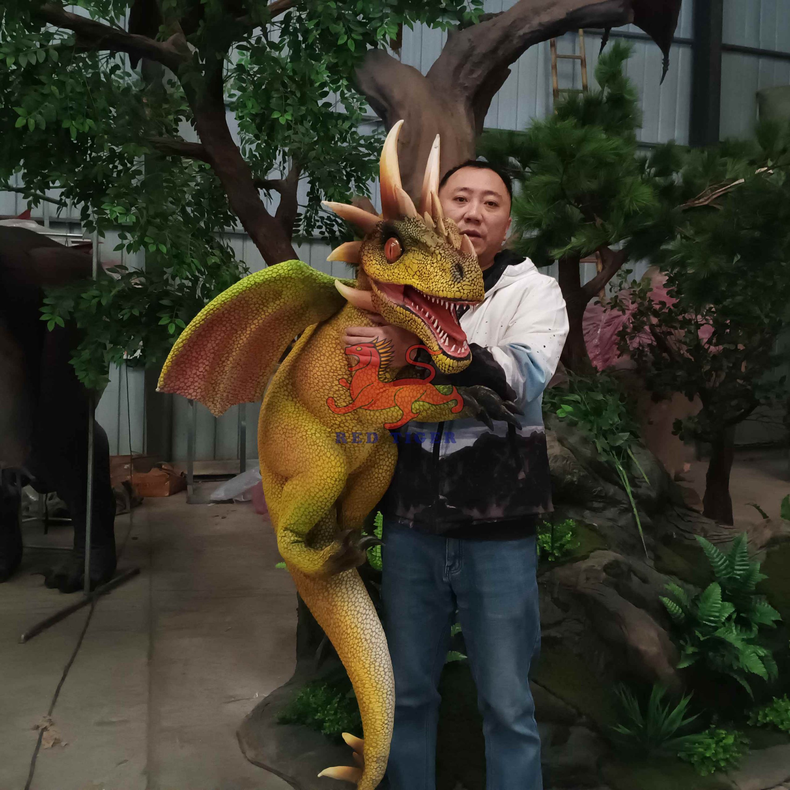 Theme Park Products Robotic Animatronics Realistic Baby Dragon Dinosaur Puppet for Sale