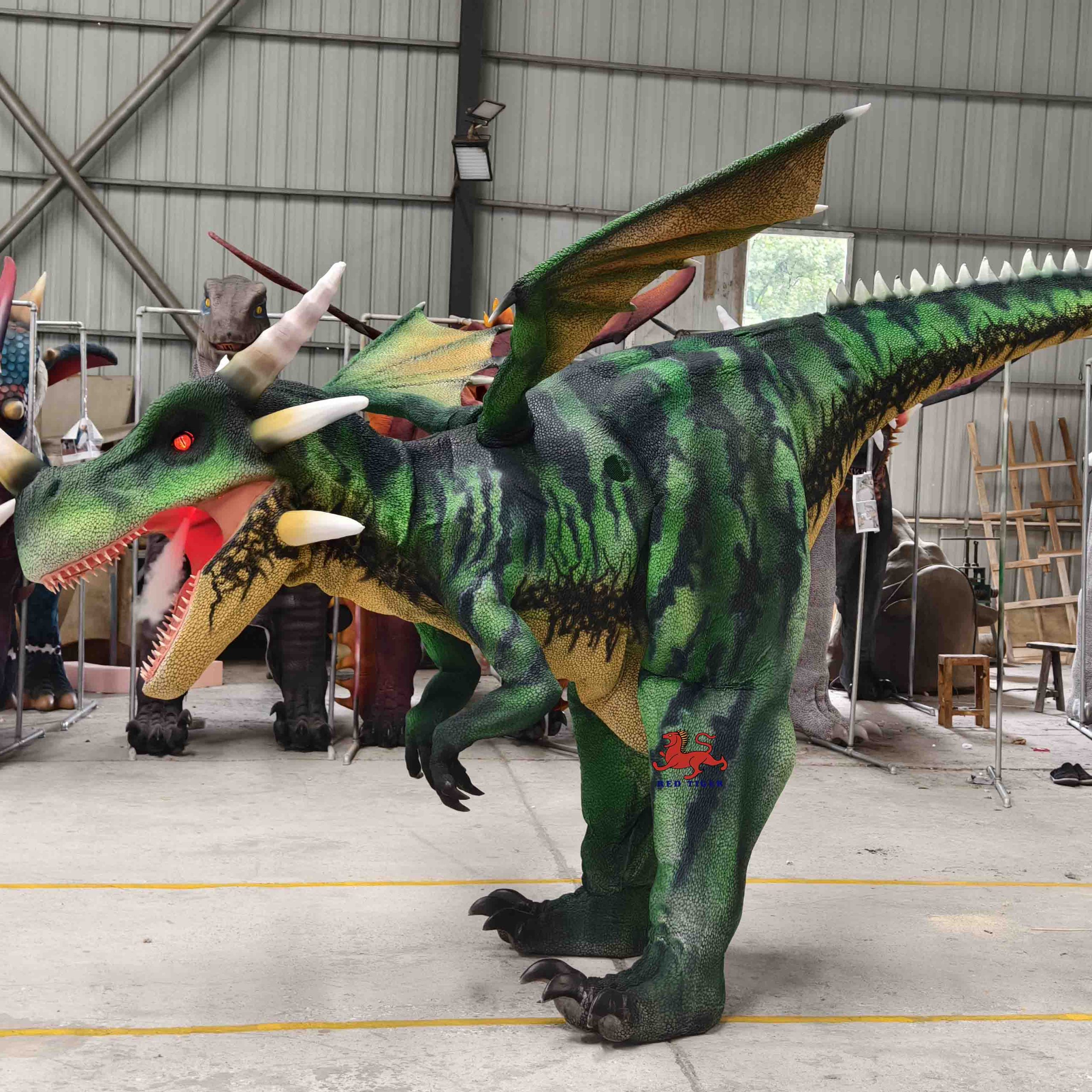 High Quality Realistic Walking Dinosaur Deagon Costume for Theme Park & Amusement Park