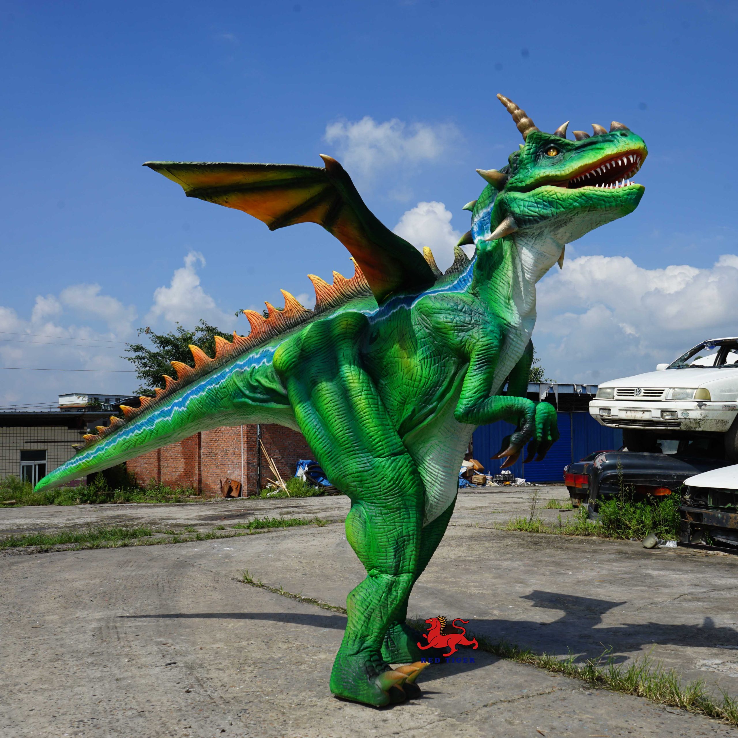Amusement Park Equipment Hidden Legs Realistic Dinosaur Costume for Sale