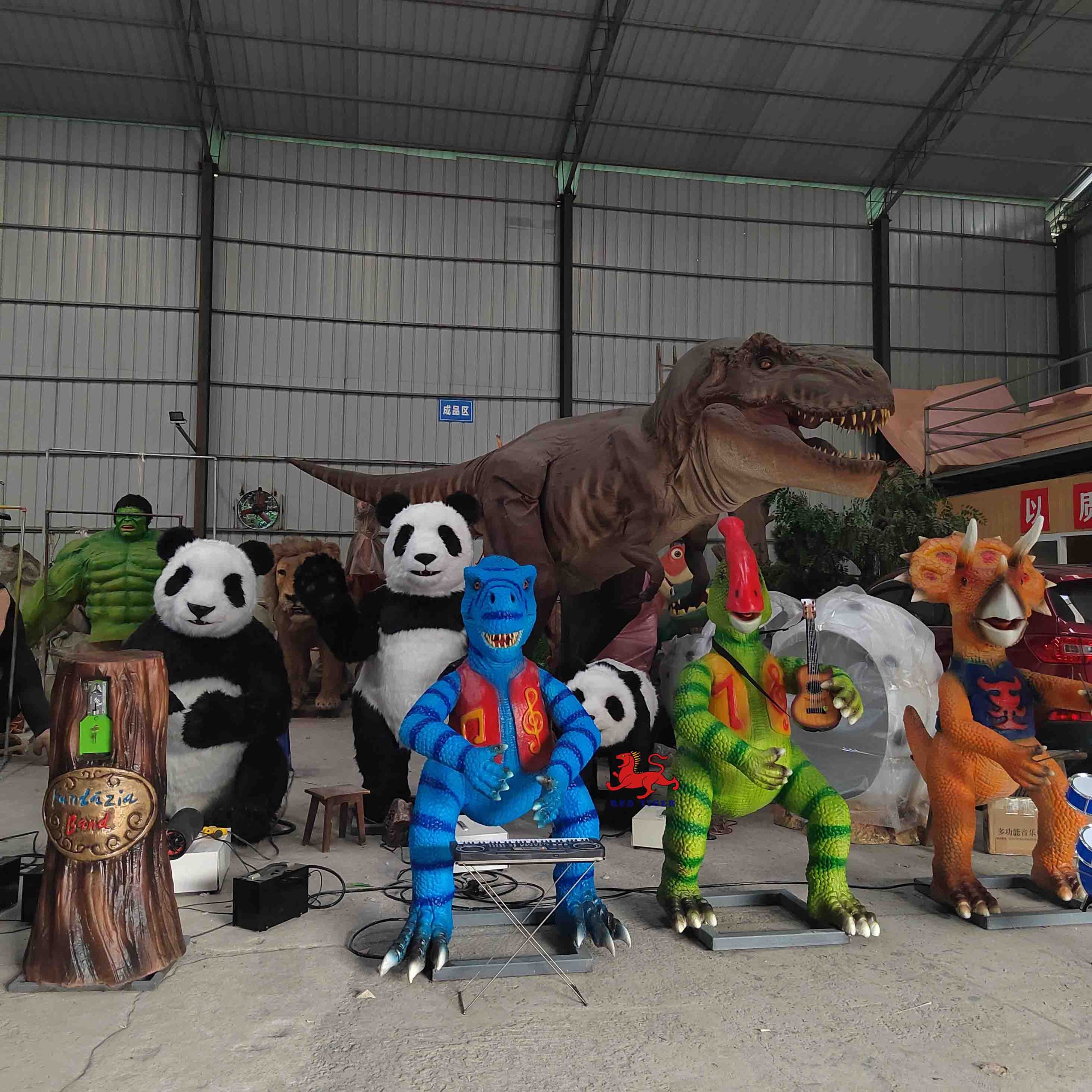 Amusement Theme Park Customized Music Party Exhibits Cartoon Realistic Animatronic Dinosaur Band for Sale
