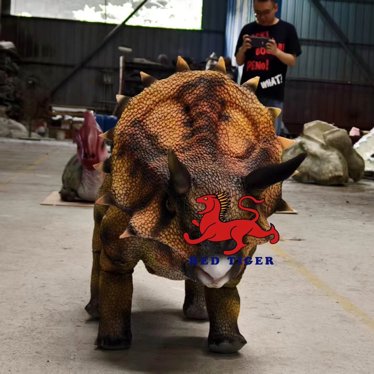 Jurassic Alive Lifesize TriceratopsRobot Animatronic Model for Trampoline Park or Museum