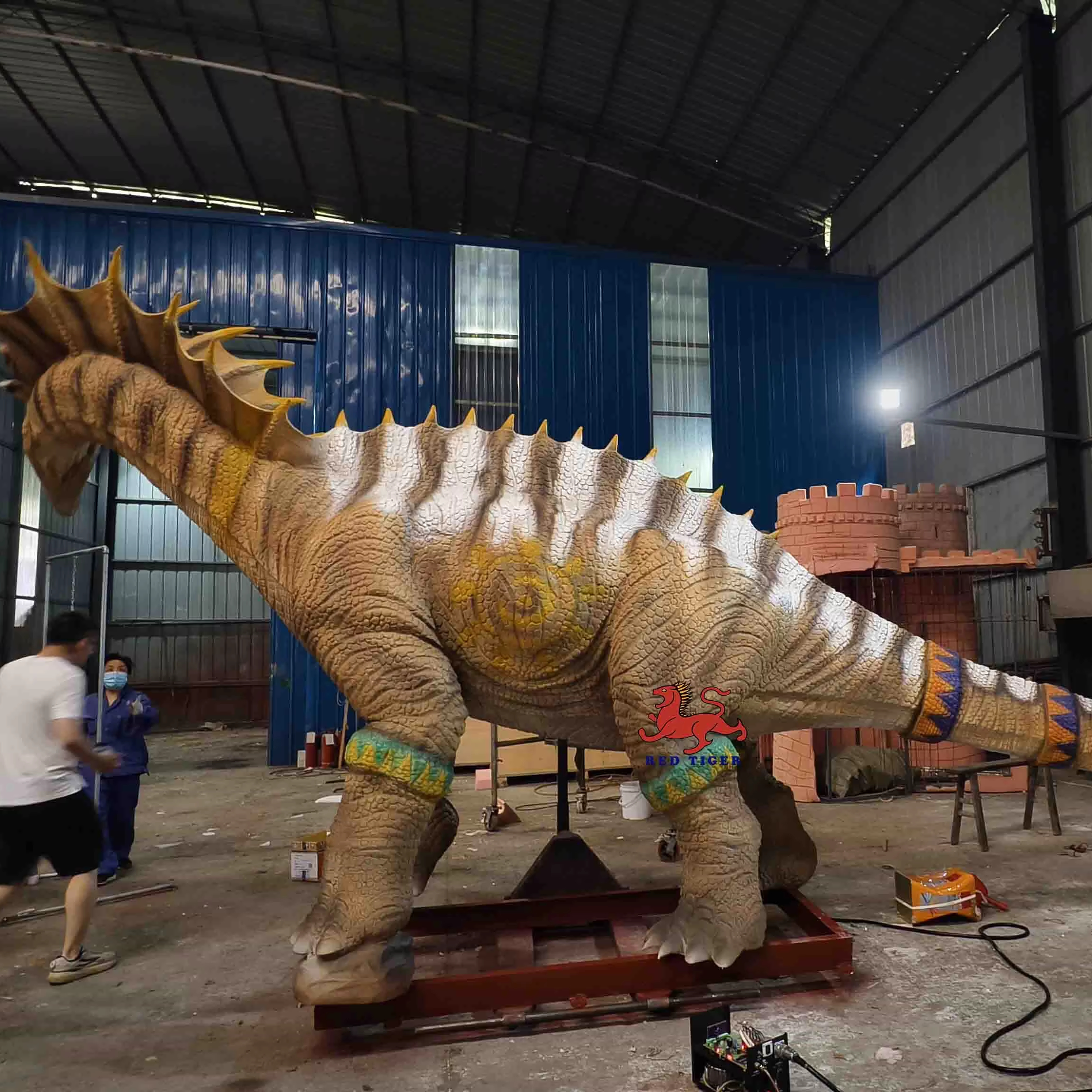 Jurassic Dino World Amusement Park Robot Simulation Mechanical Life Size Lifelike Animatronic Amargasaurus for Exhibition