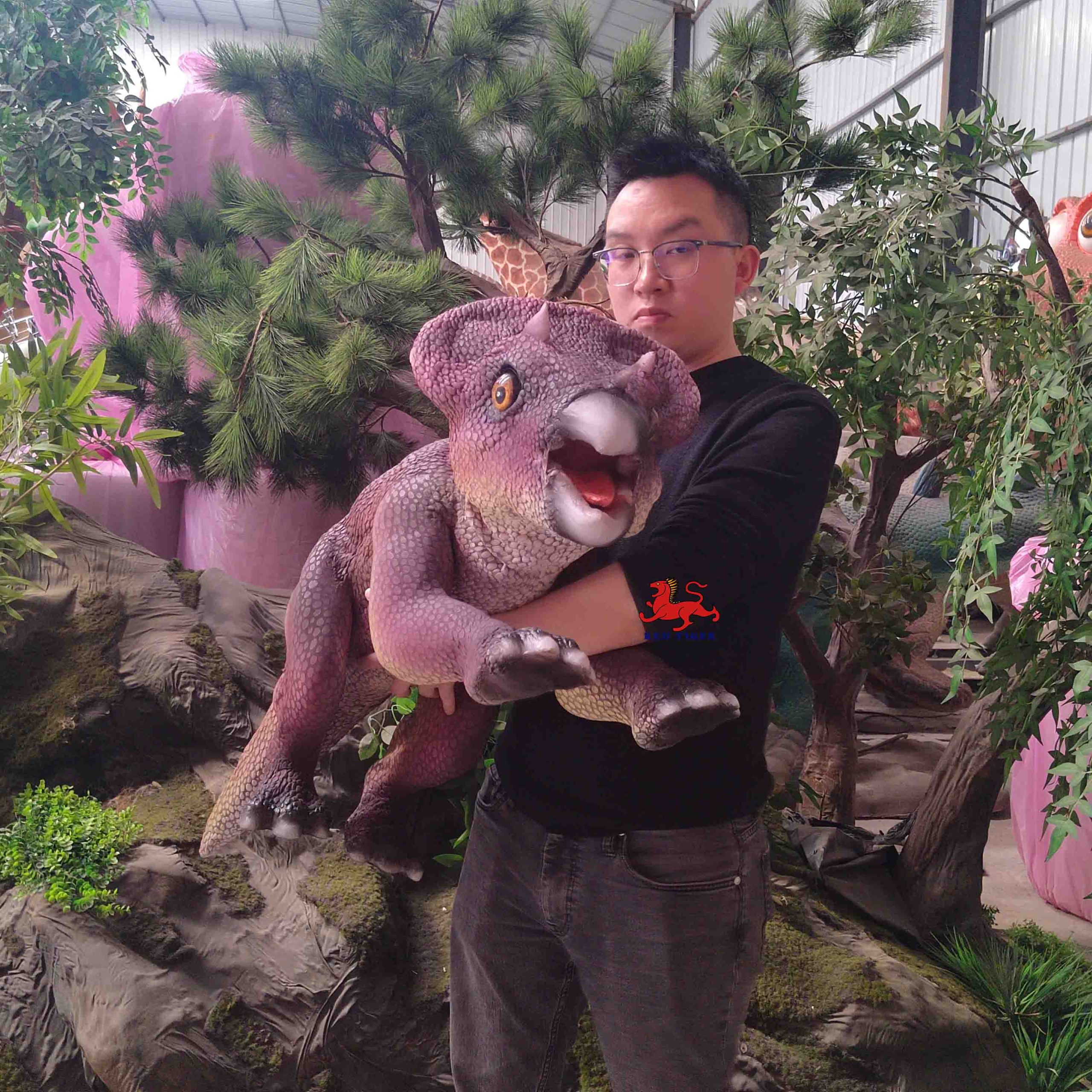 amusement park products robotic animatronics baby realistic raptor robot dinosaur puppet for sale