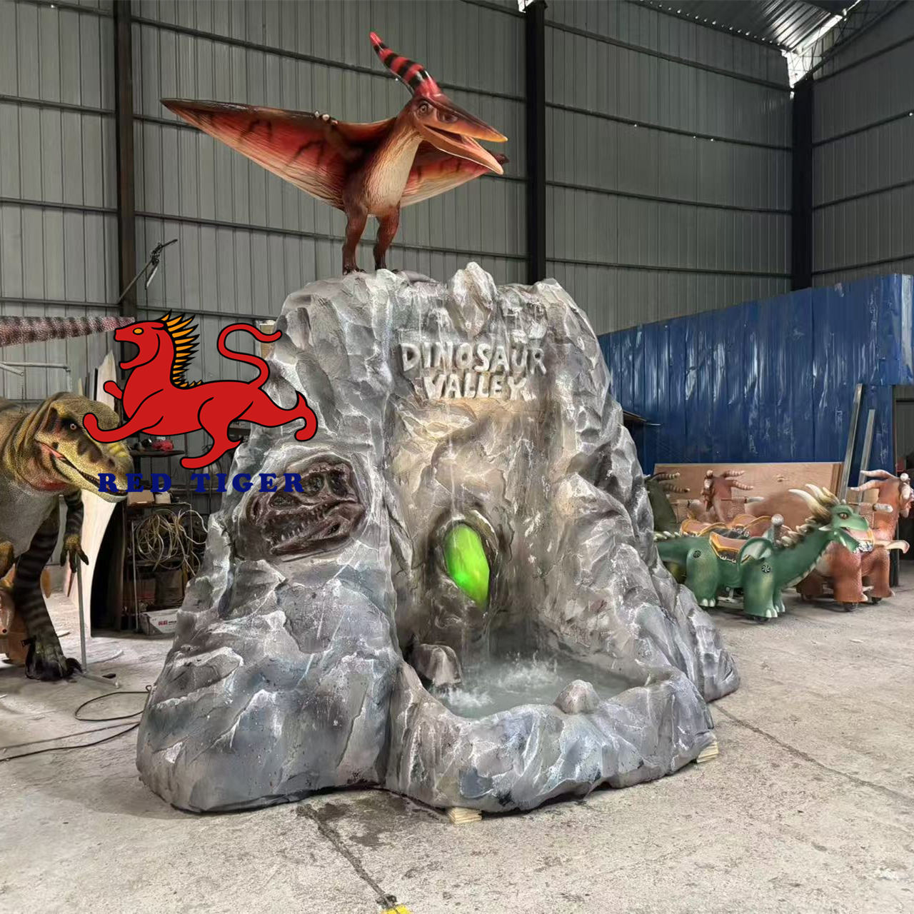 Jurassic Park Simulation Model Rockery  with Pterosaur for Sale