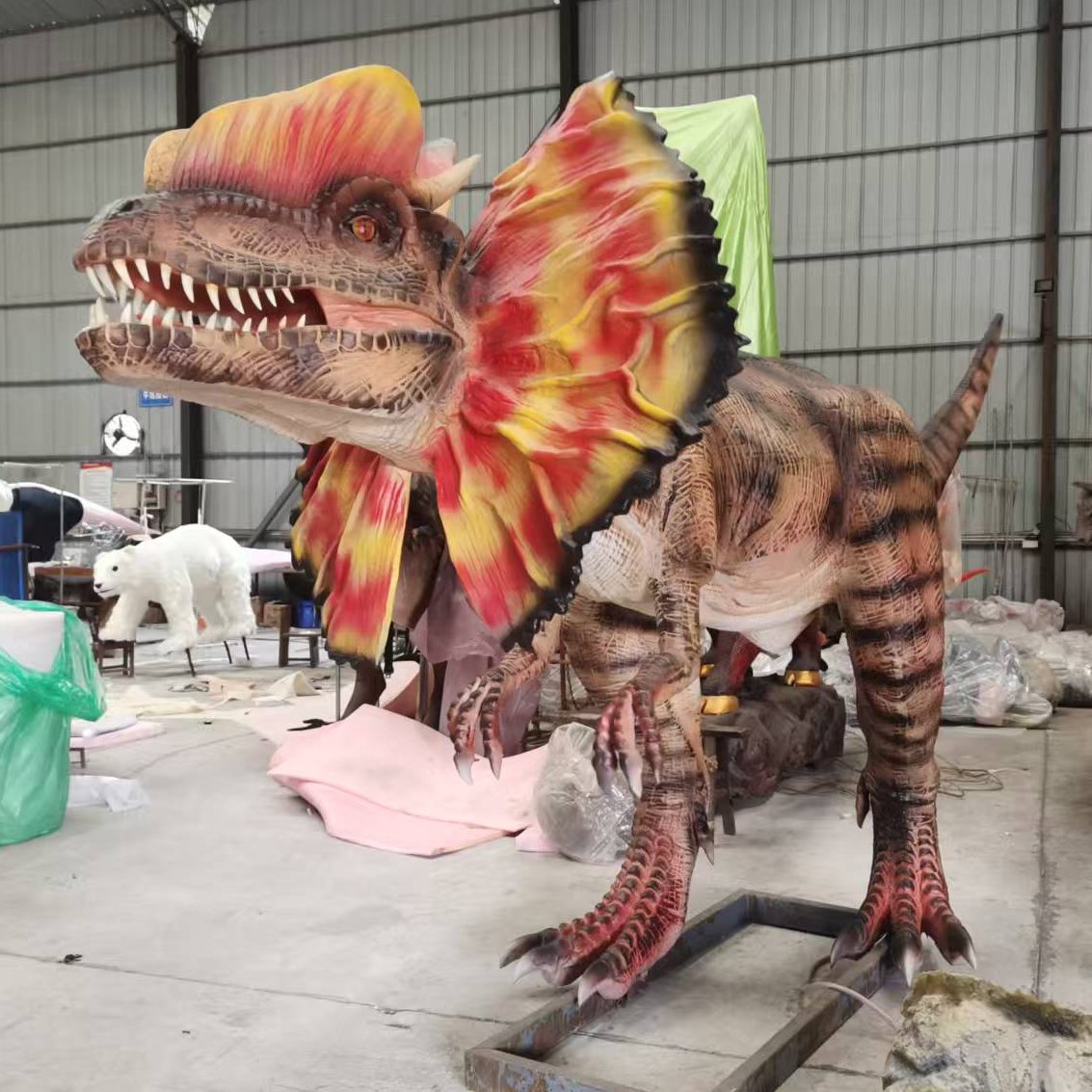 Dino Park High Quality Realistic Animatronic Dilophosaurus Dinosaur Model