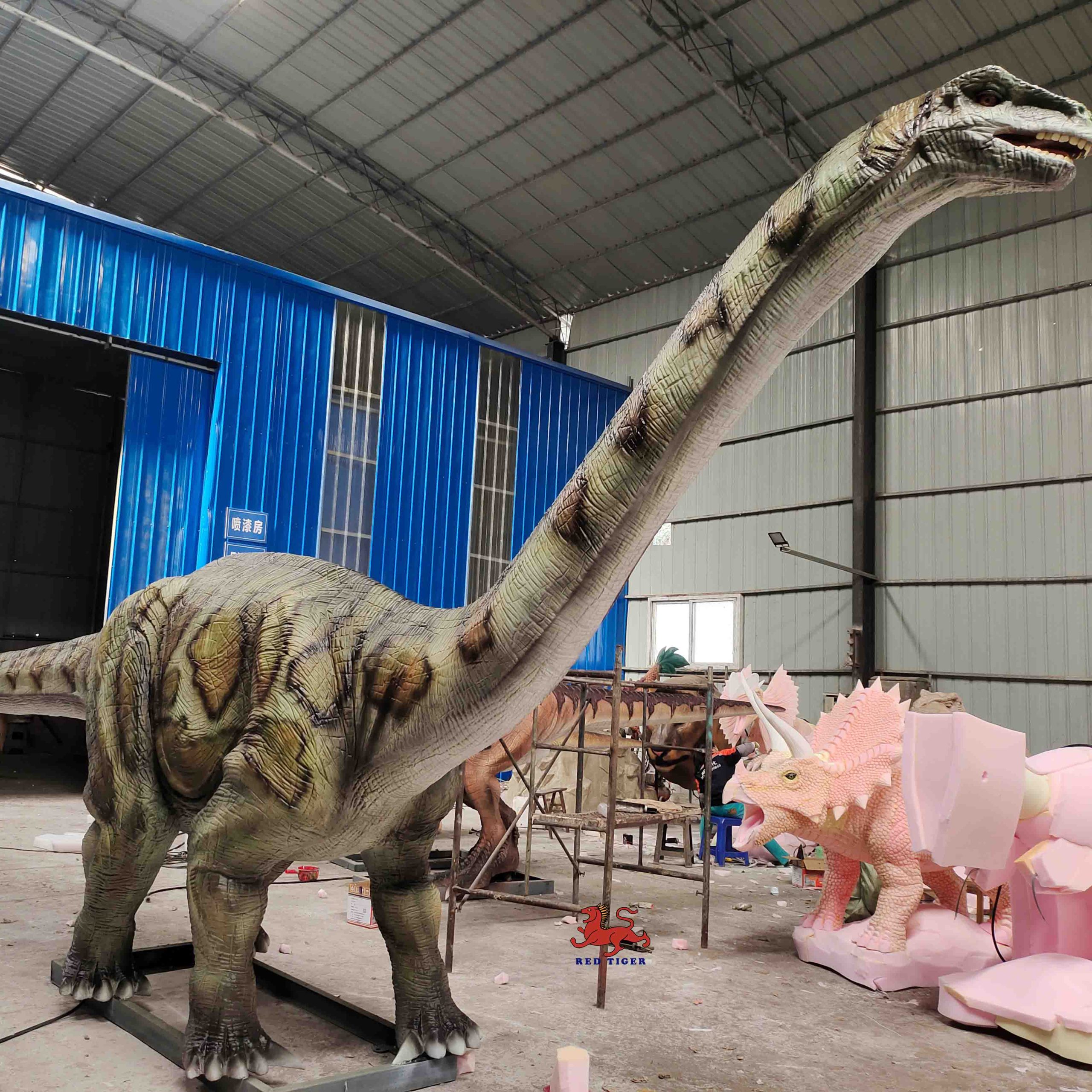 Realistic Animatronic Dinosaur Life-sized Brontosaurus Statue for Sell