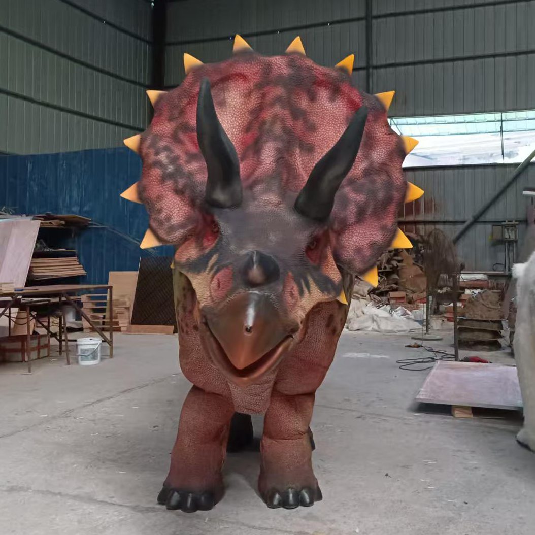 Theme Park High Quality Realistic Animatronic Triceratops Dinosaur Double-person Costume