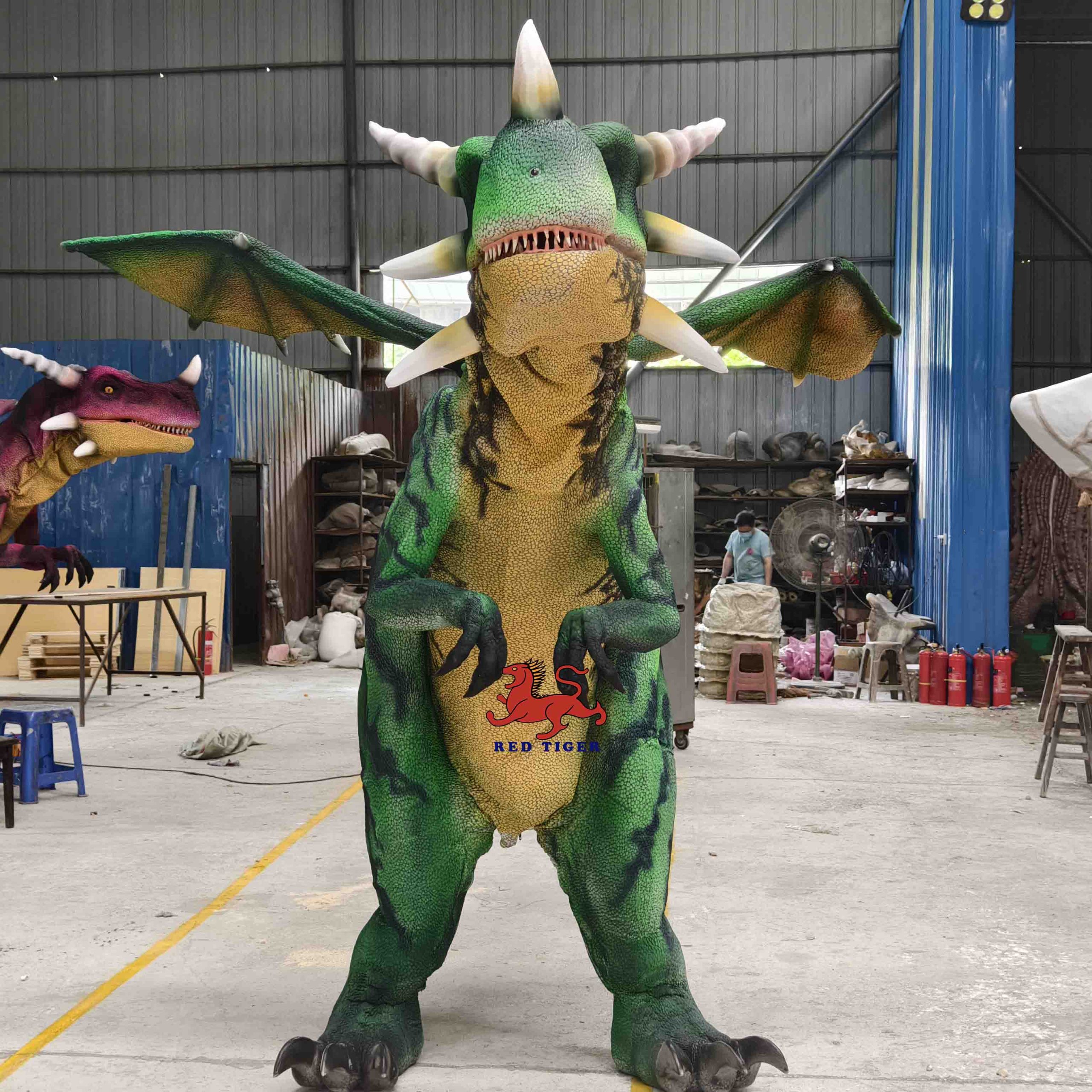 High Quality Realistic Walking Dinosaur Deagon Costume for Theme Park & Amusement Park