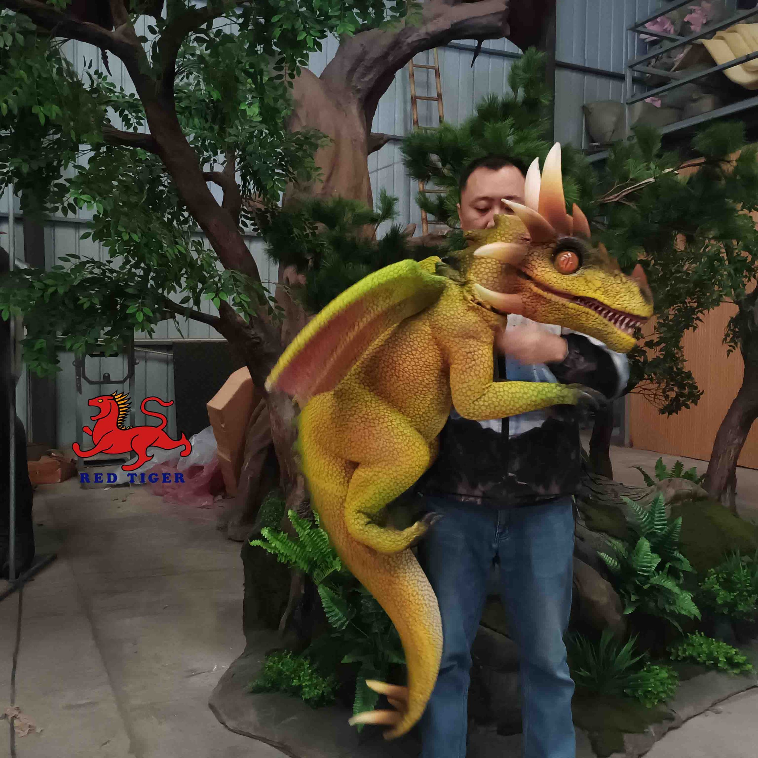 Theme Park Products Robotic Animatronics Baby Realistic Dragon Robot Dinosaur Puppet for Sale