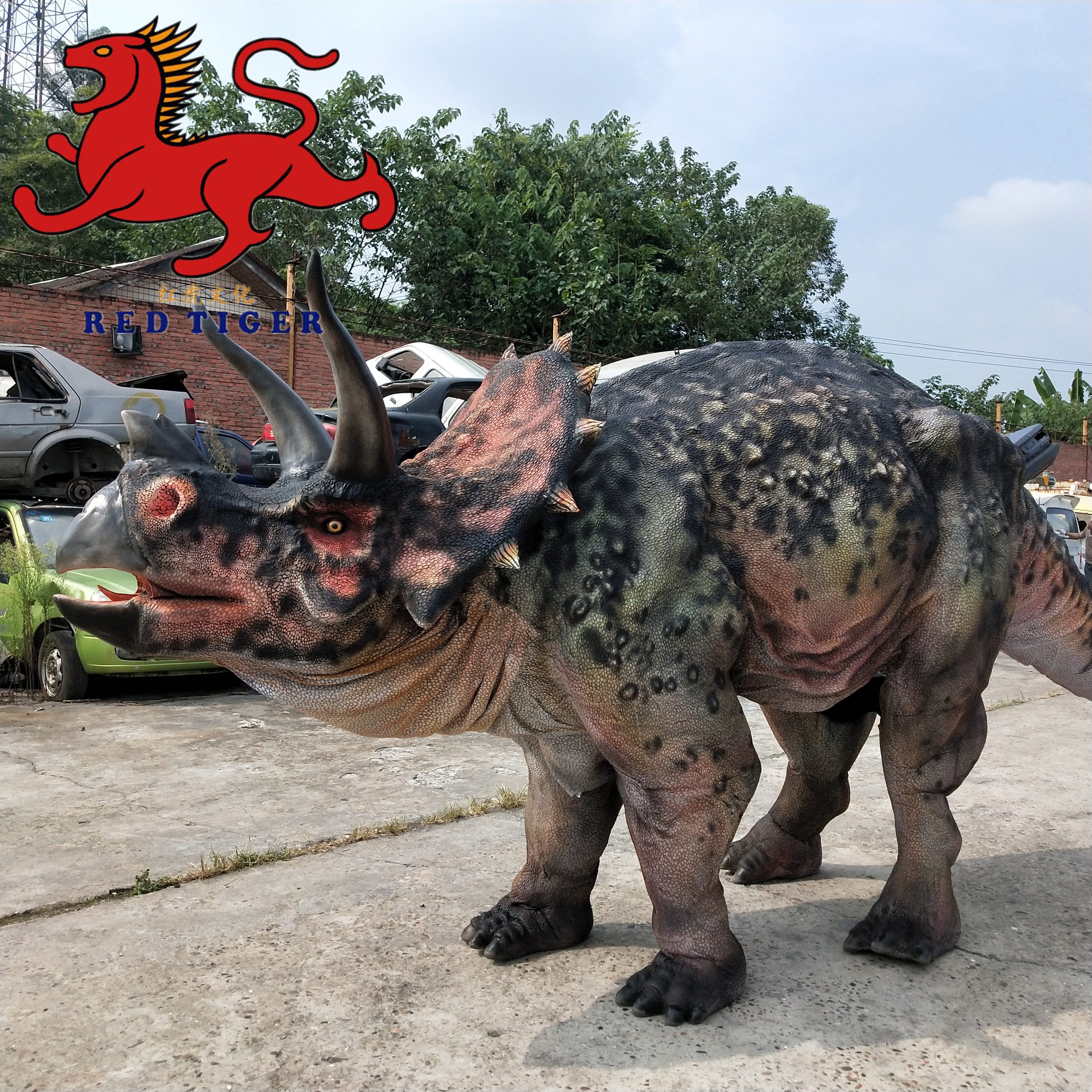 Life Size Realistic Walking Animatronic Triceratops Dinosaur Costume