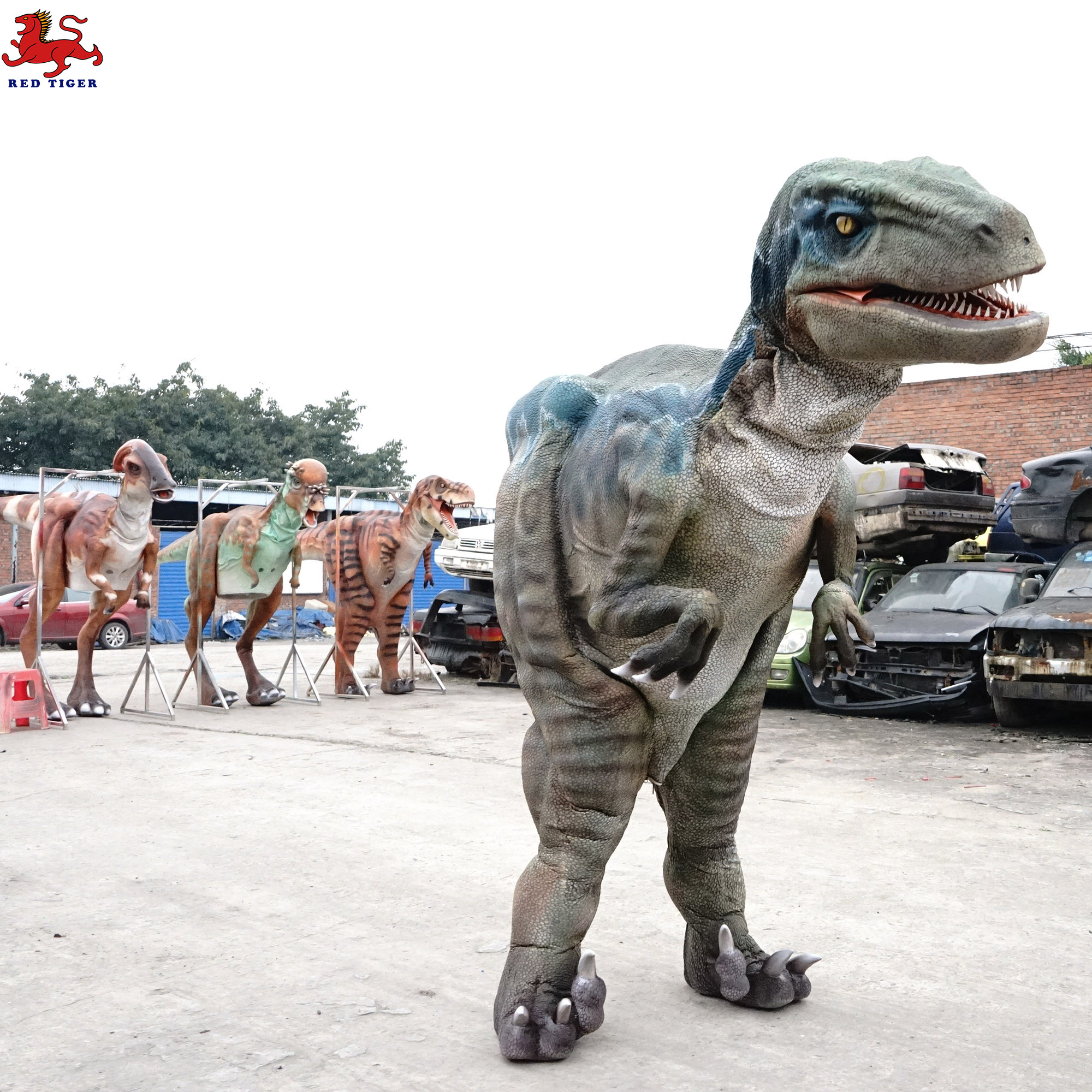 Amusement Park Equipment Hidden Legs Realistic Dinosaur Costume for Perform