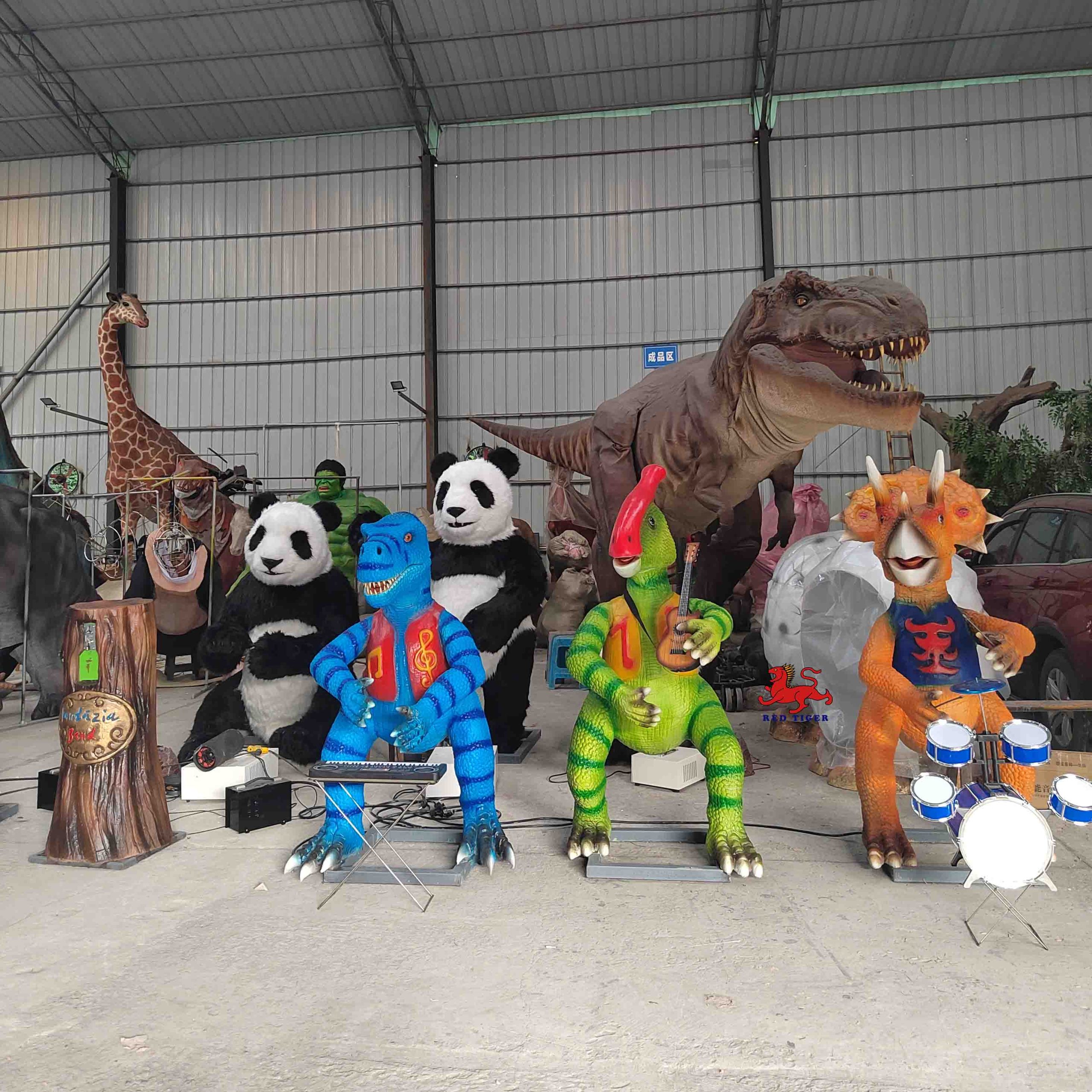 Amusement Theme Park Customized Music Party Exhibits Cartoon Realistic Animatronic Dinosaur Band for Sale