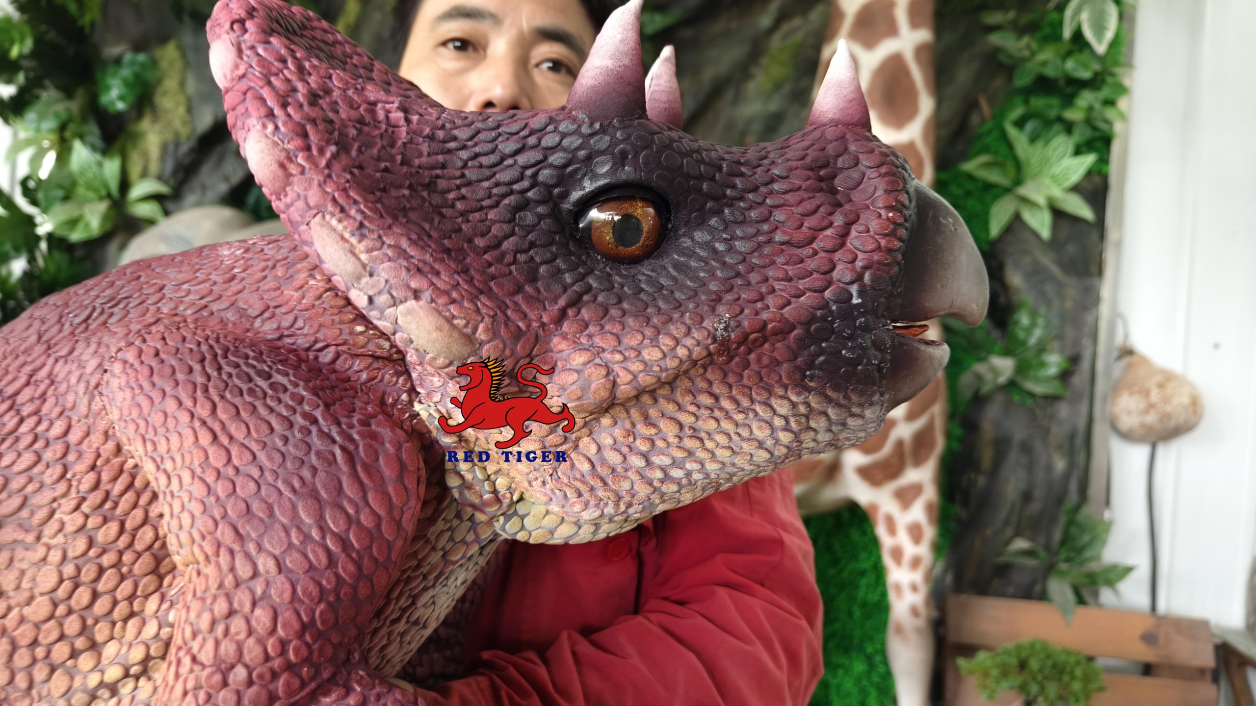 Realistic Triceratop and Velociraptor Animatronic Dinosaur Hand Puppet Kids' Model Props Baby Dinosaur Puppet
