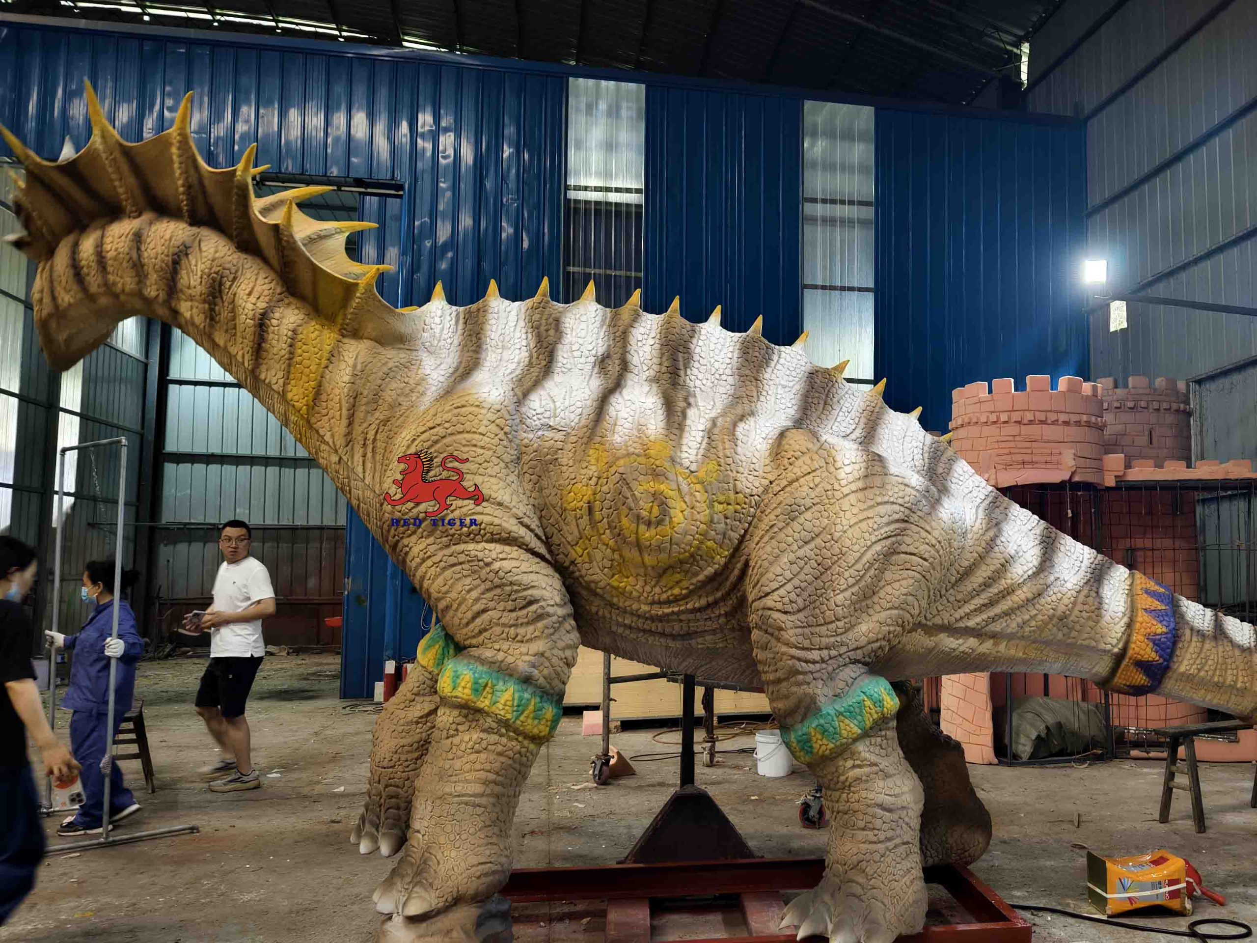 Jurassic Dino World Amusement Park Robot Simulation Mechanical Life Size Lifelike Animatronic Amargasaurus for Exhibition