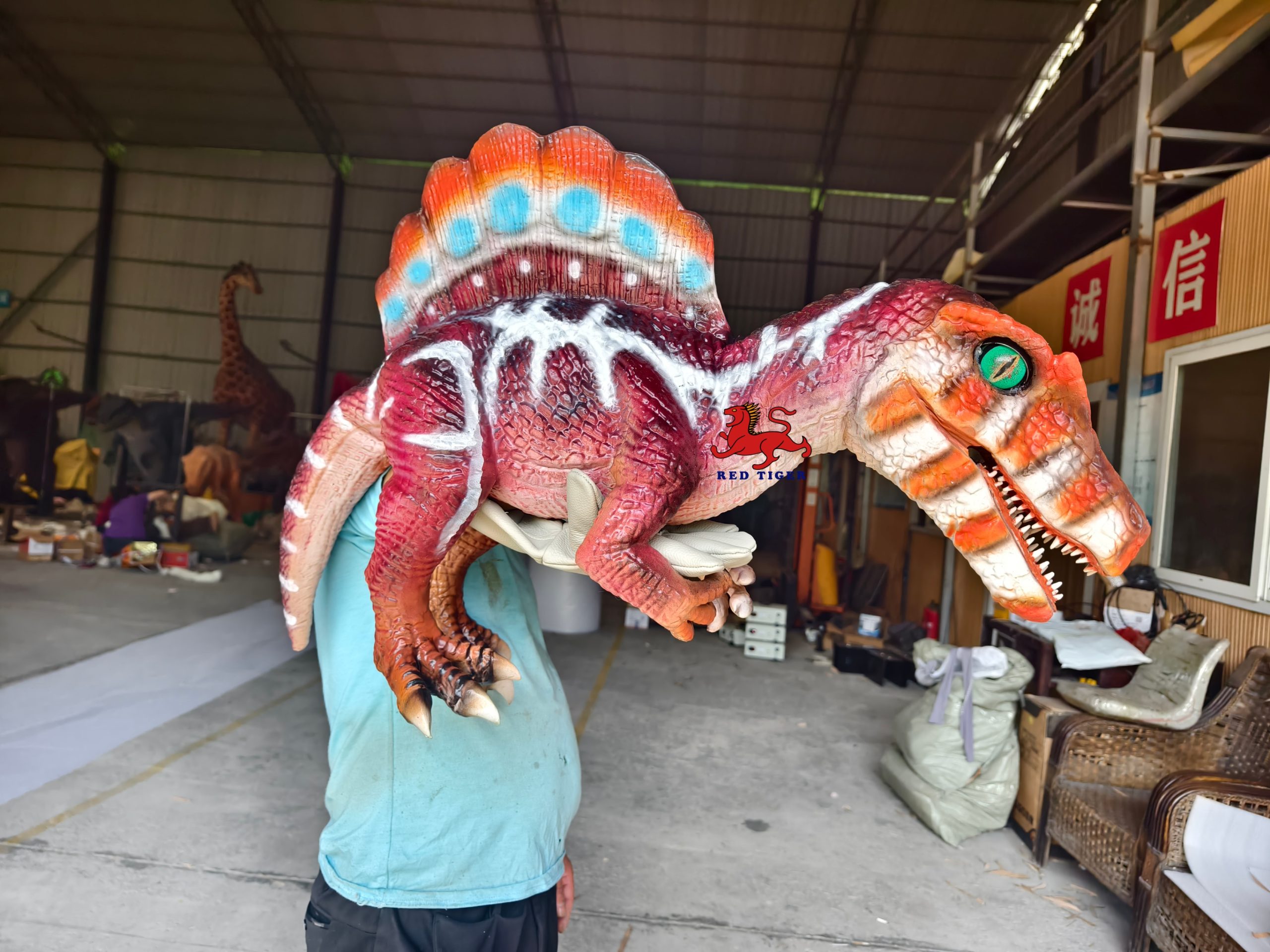 Realistic Spinosaur Hand Puppet Interactive Dinosaur Puppet for Kids Show Theme Park
