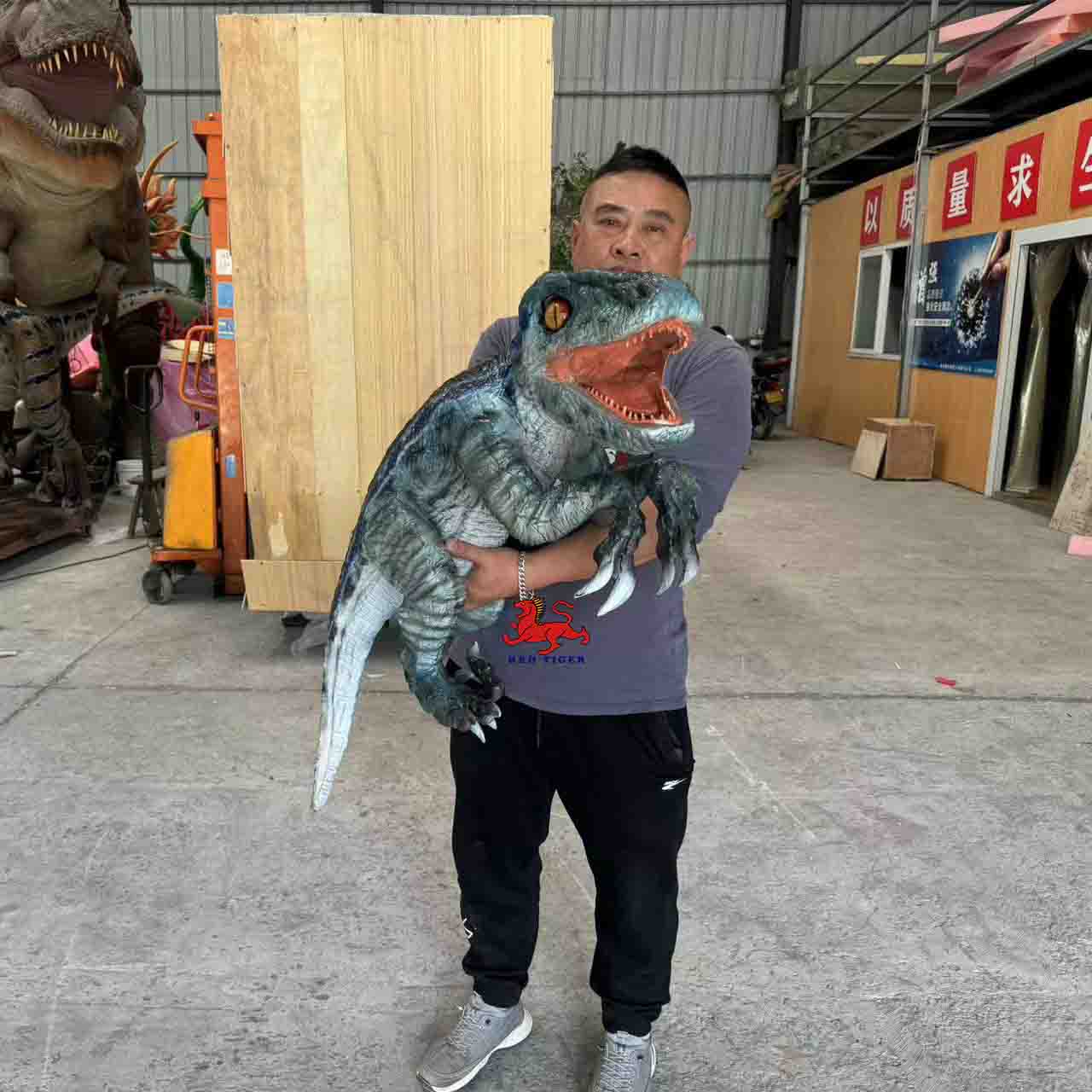 Amusement Park Products Robotic Animatronics Baby Realistic raptor Robot Dinosaur Puppet for Sale