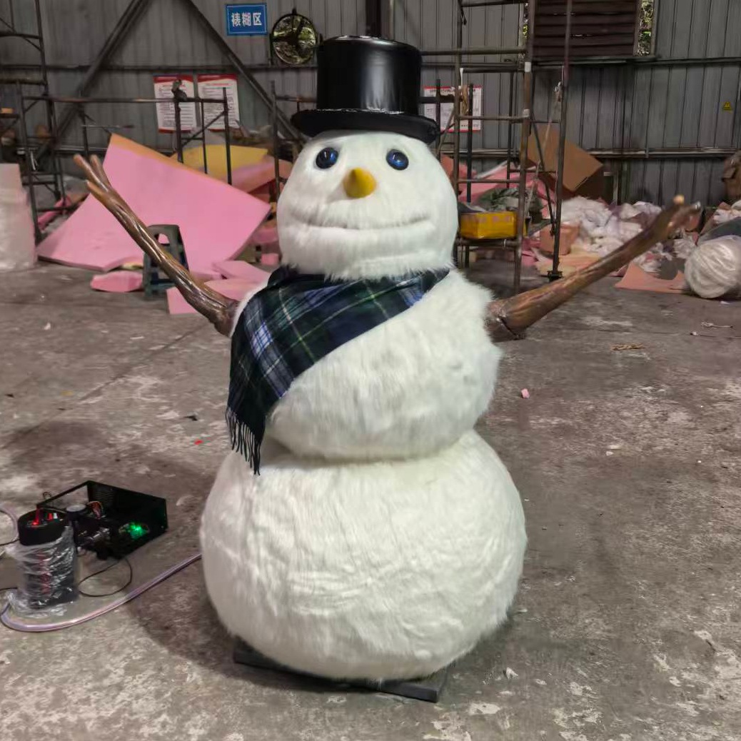 Amusement Equipment High Quality Realistic Animatronic Singing Snowman Christmas Props