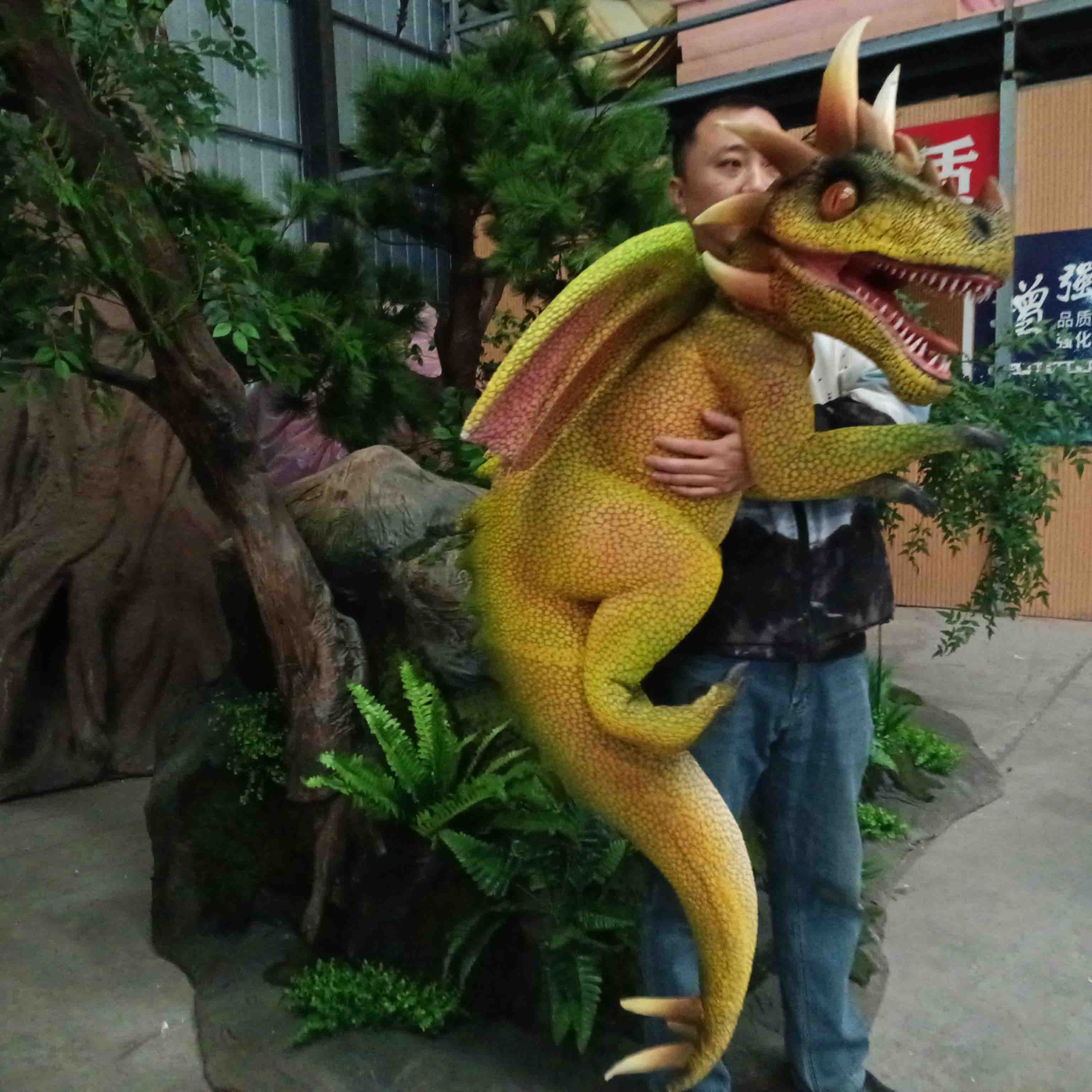 Theme Park Products Robotic Animatronics Baby Realistic Dragon Robot Dinosaur Puppet for Sale