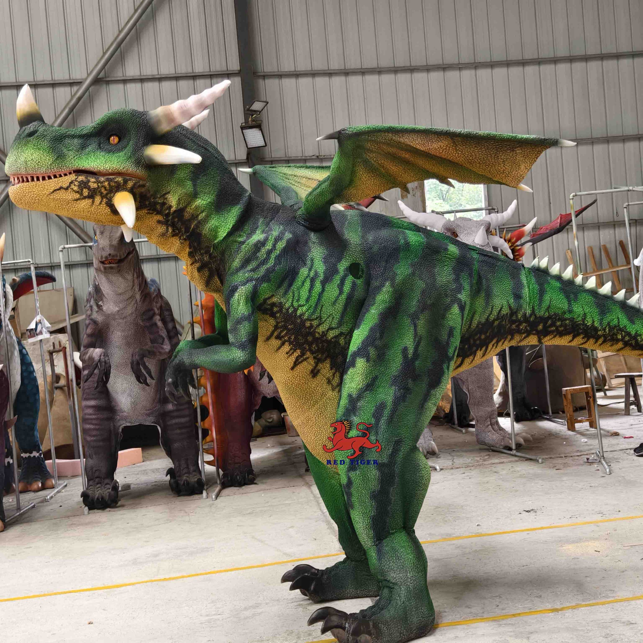 High Quality Realistic Walking Dinosaur Deagon Costume for Theme Park & Amusement Park
