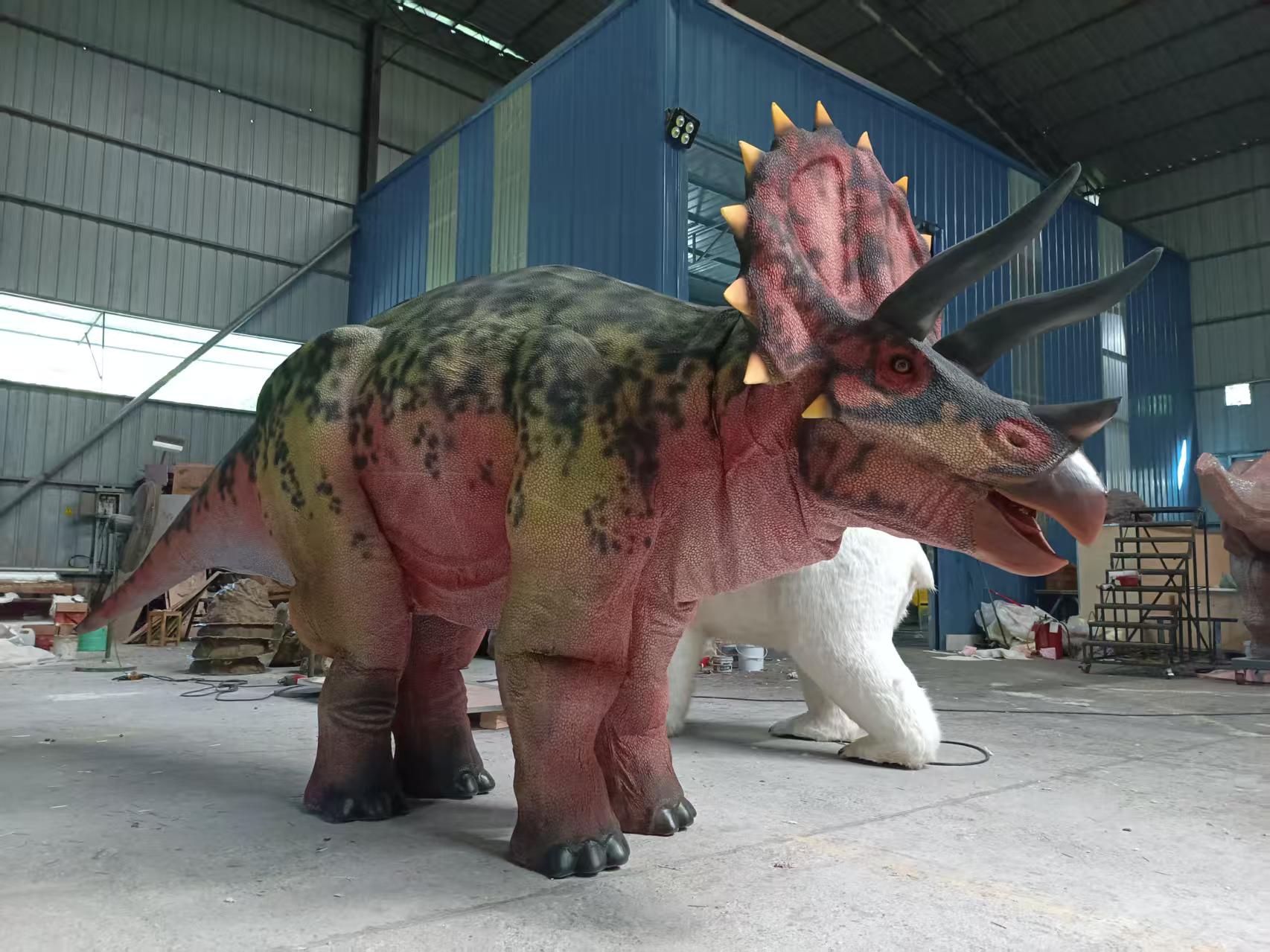 Theme Park High Quality Realistic Animatronic Triceratops Dinosaur Double-person Costume