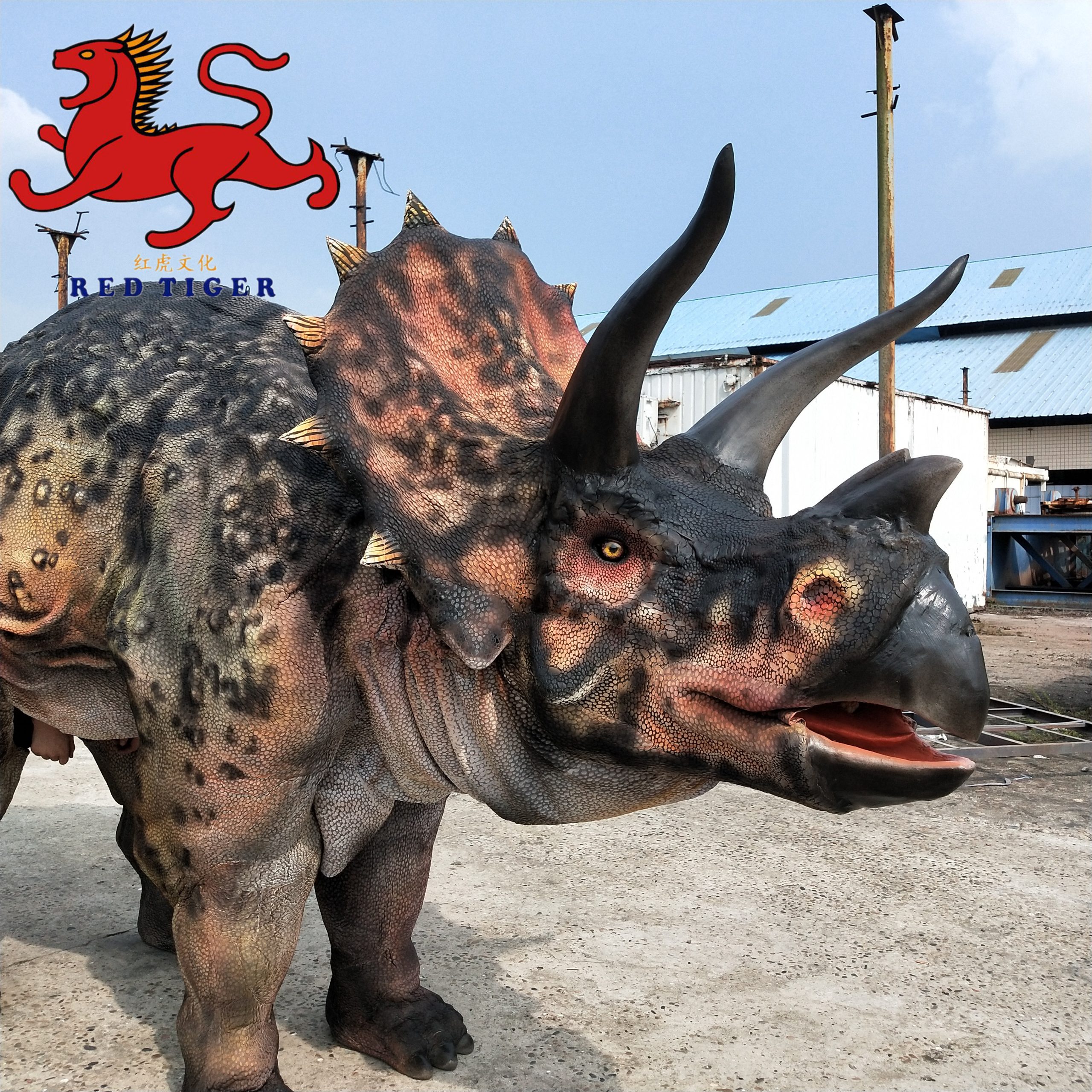 Life Size Realistic Walking Animatronic Triceratops Dinosaur Costume