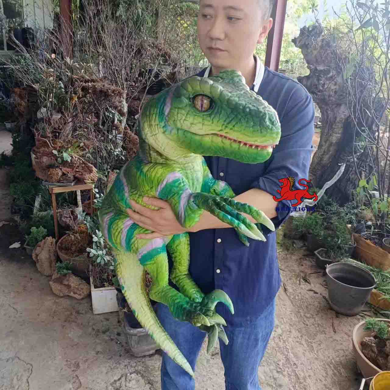 Amusement Park Products Robotic Animatronics Baby Realistic raptor Robot Dinosaur Puppet for Sale