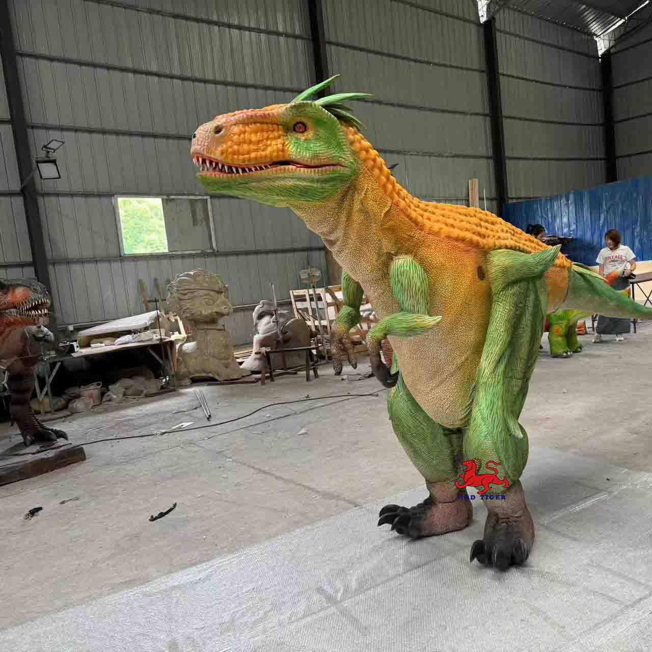 High Quality Realistic Hidden Legs Walking Dinosaur Raptor Costume for Theme Park & Amusement Park