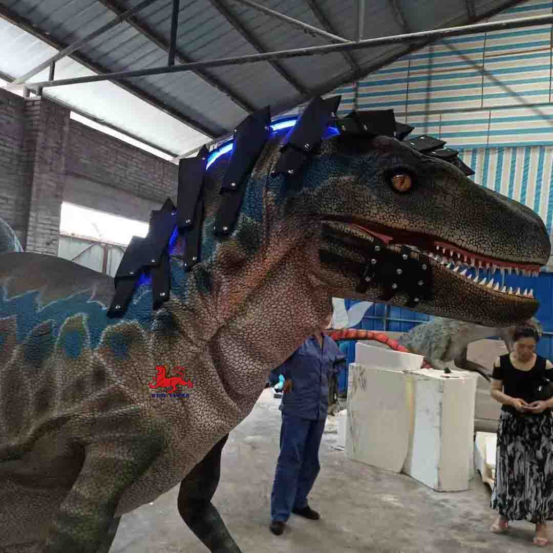 High Quality Realistic Hidden Legs Walking Dinosaur Raptor Costume for Theme Park & Amusement Park