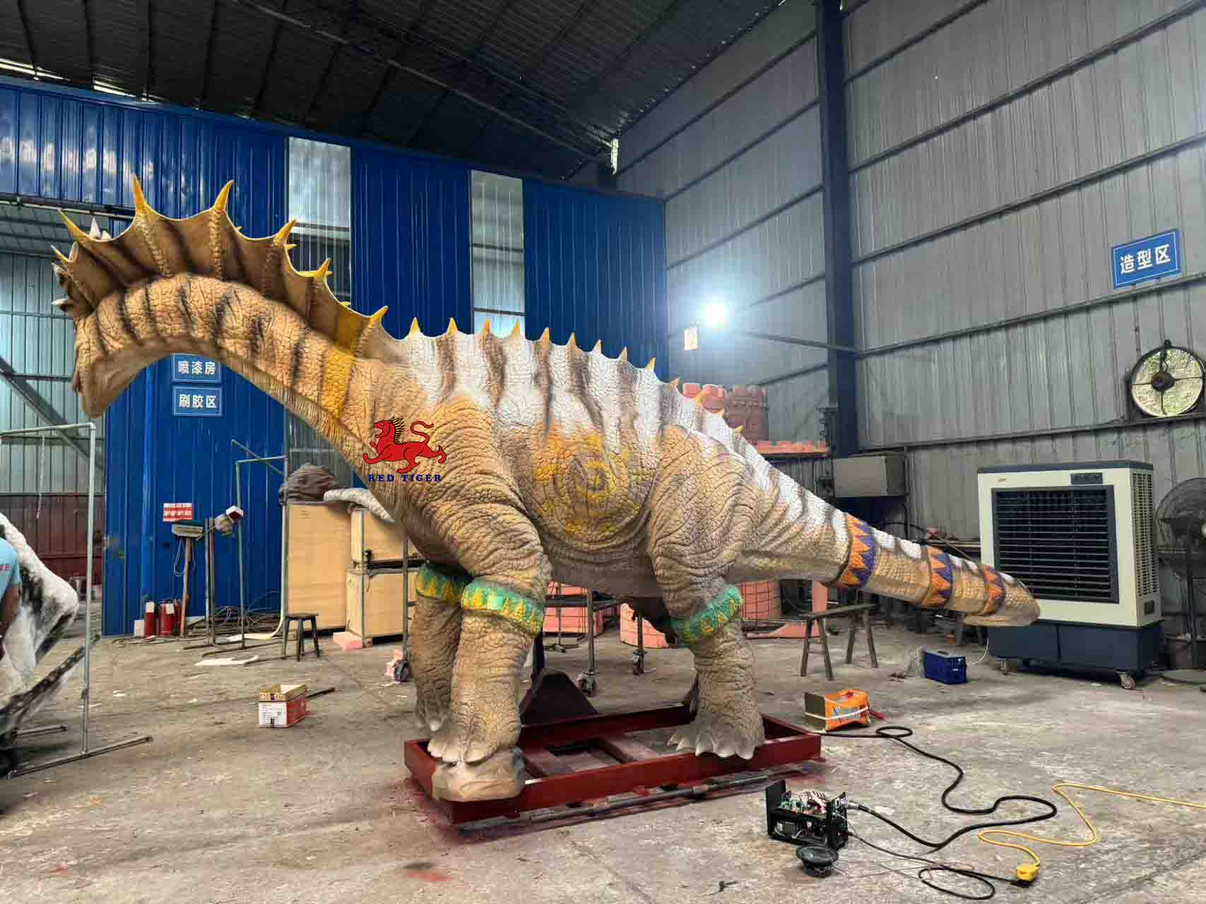 Jurassic Dino World Amusement Park Robot Simulation Mechanical Life Size Lifelike Animatronic Amargasaurus for Exhibition