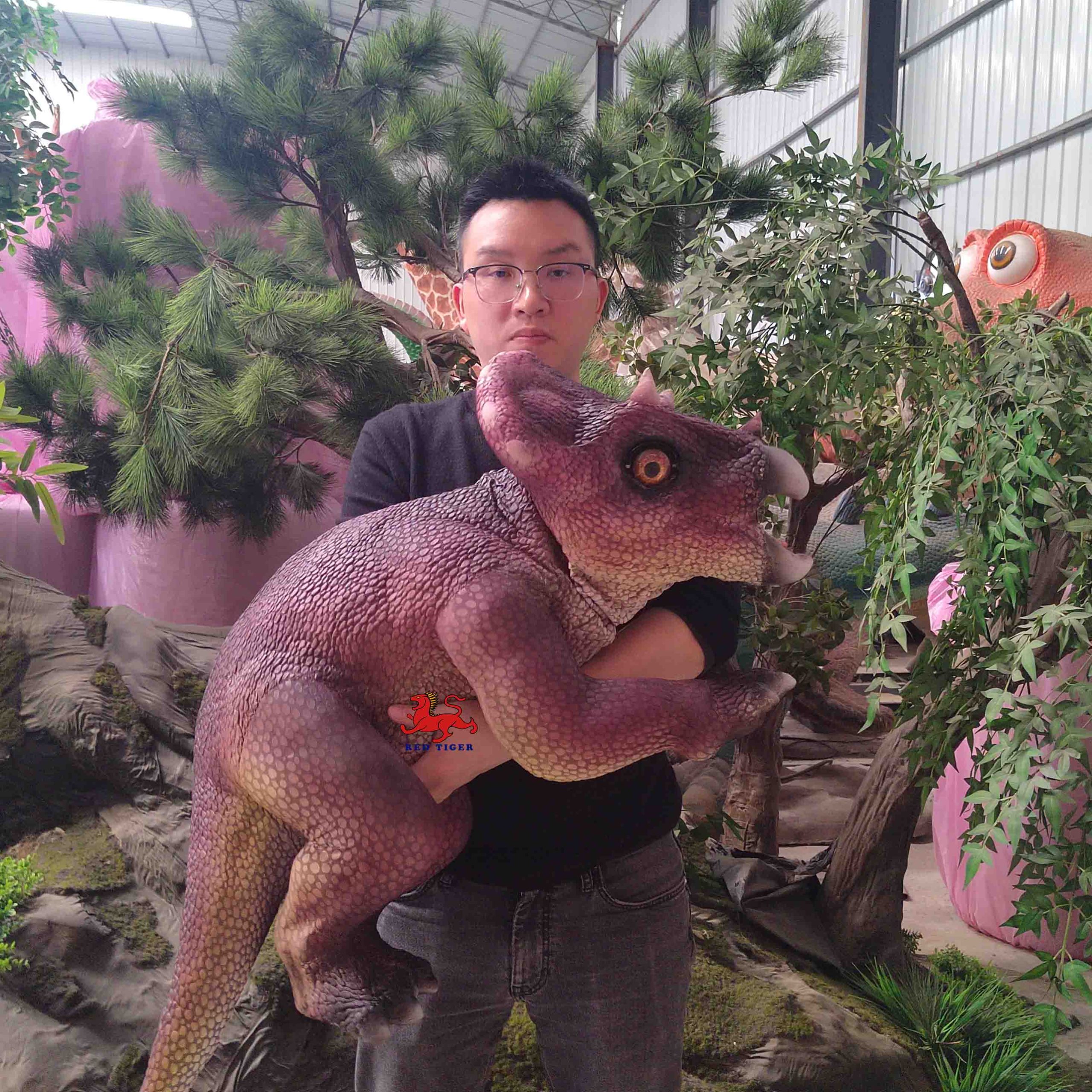 amusement park products robotic animatronics baby realistic raptor robot dinosaur puppet for sale
