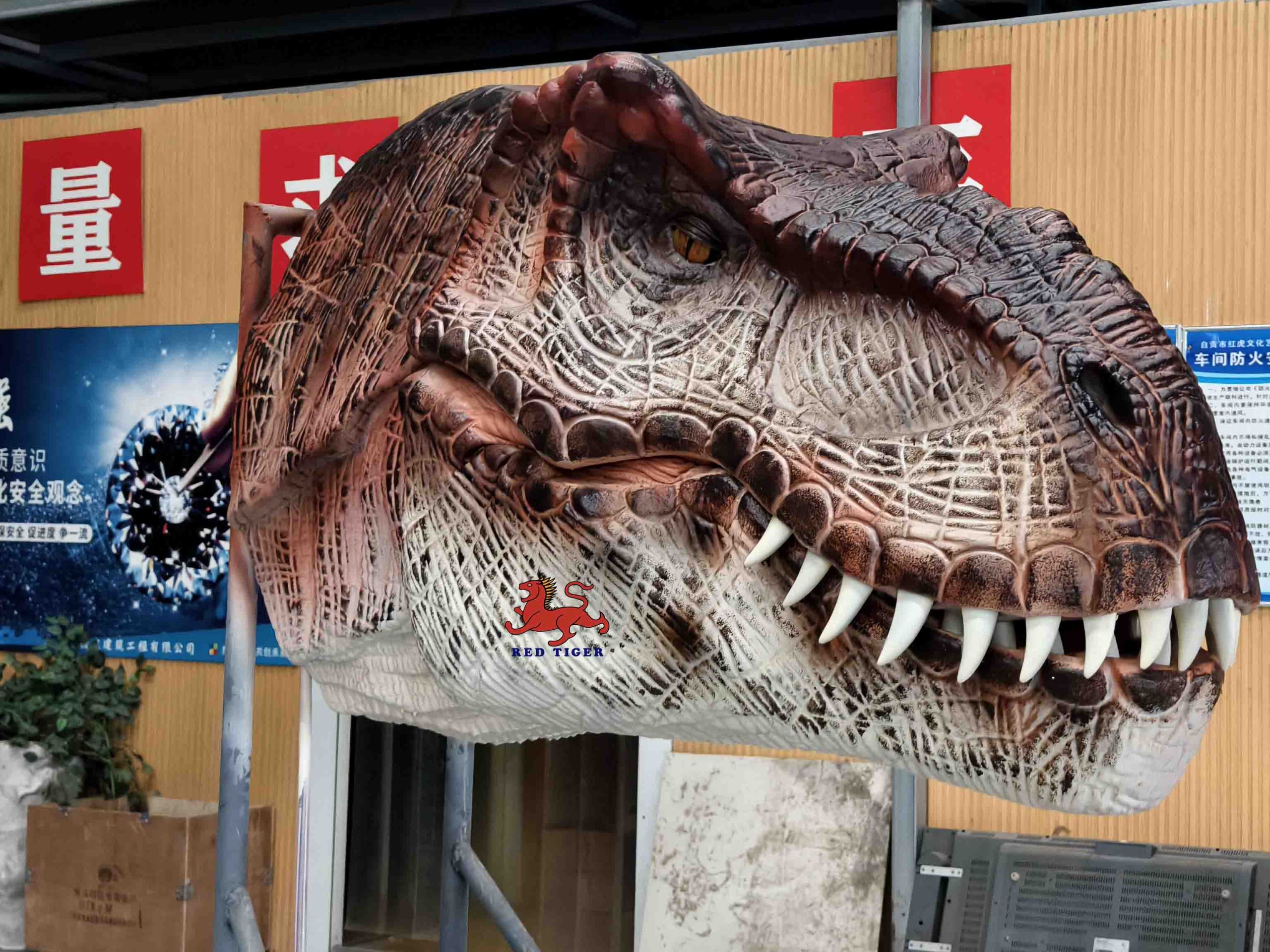 Animatronic Wall Mounted Dinosaur Head   for Kids Play Amusement Park Lifesize Animatronic Dinosaur Model