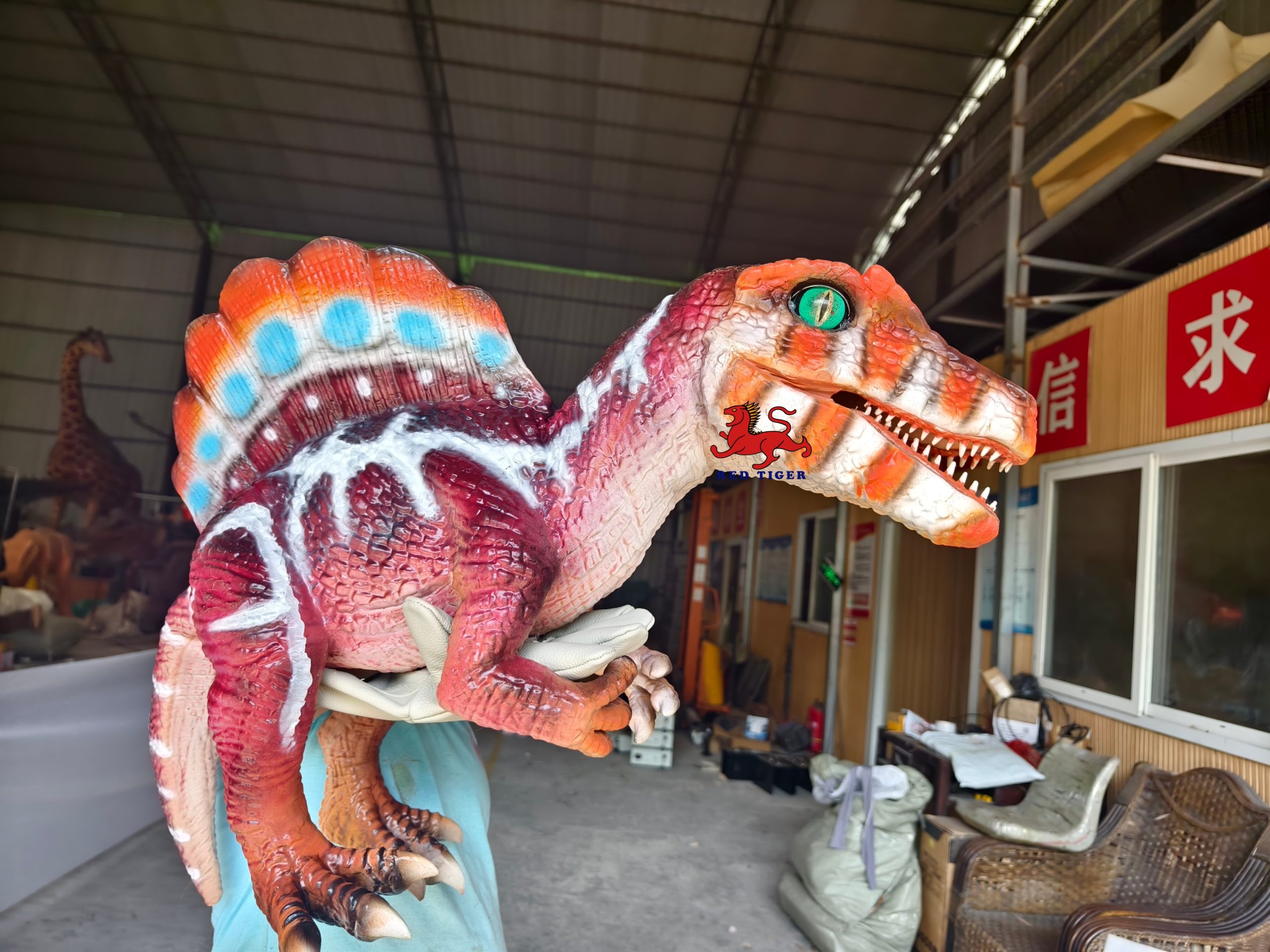 Realistic Spinosaur Hand Puppet Interactive Dinosaur Puppet for Kids Show Theme Park