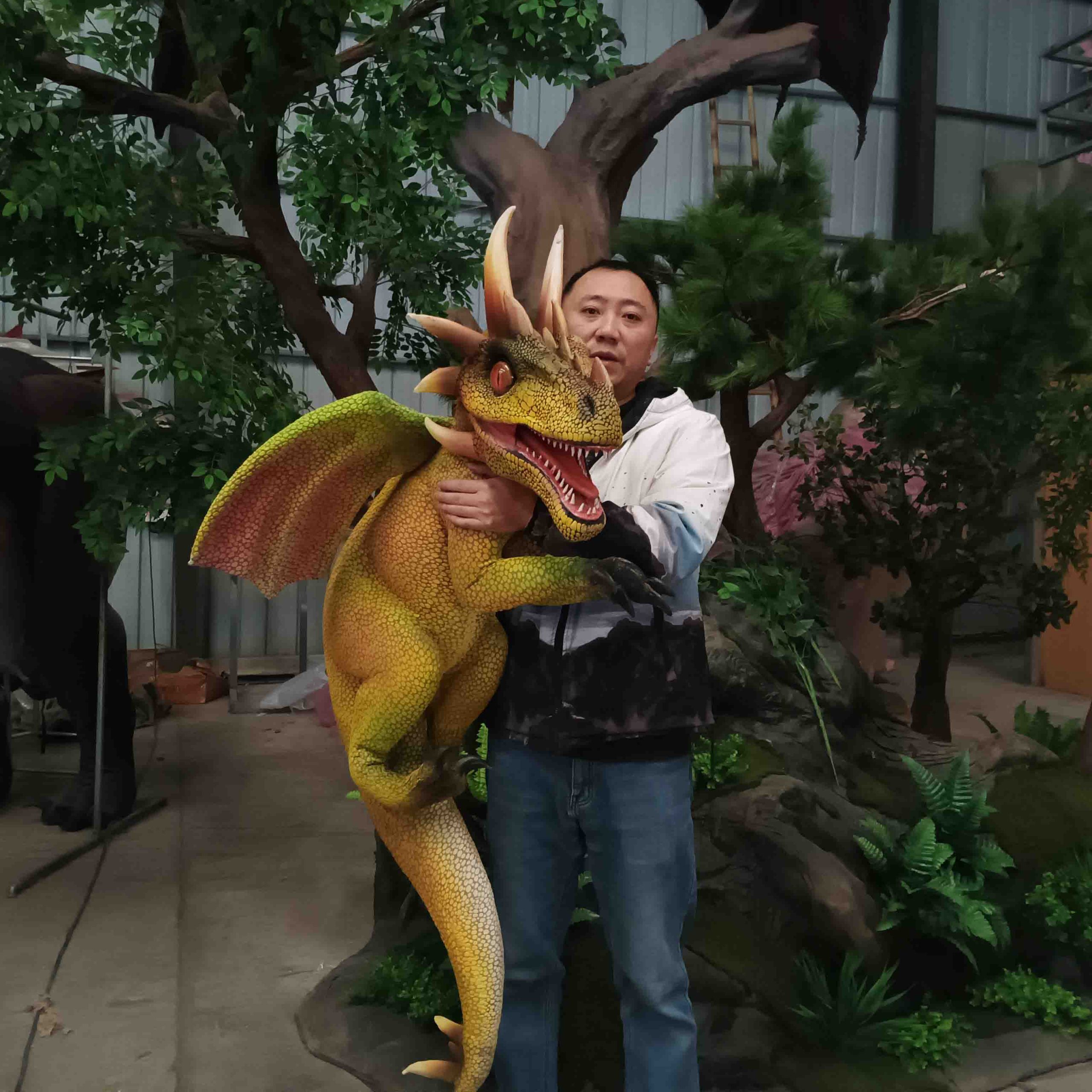Theme Park Products Robotic Animatronics Baby Realistic Dragon Robot Dinosaur Puppet for Sale