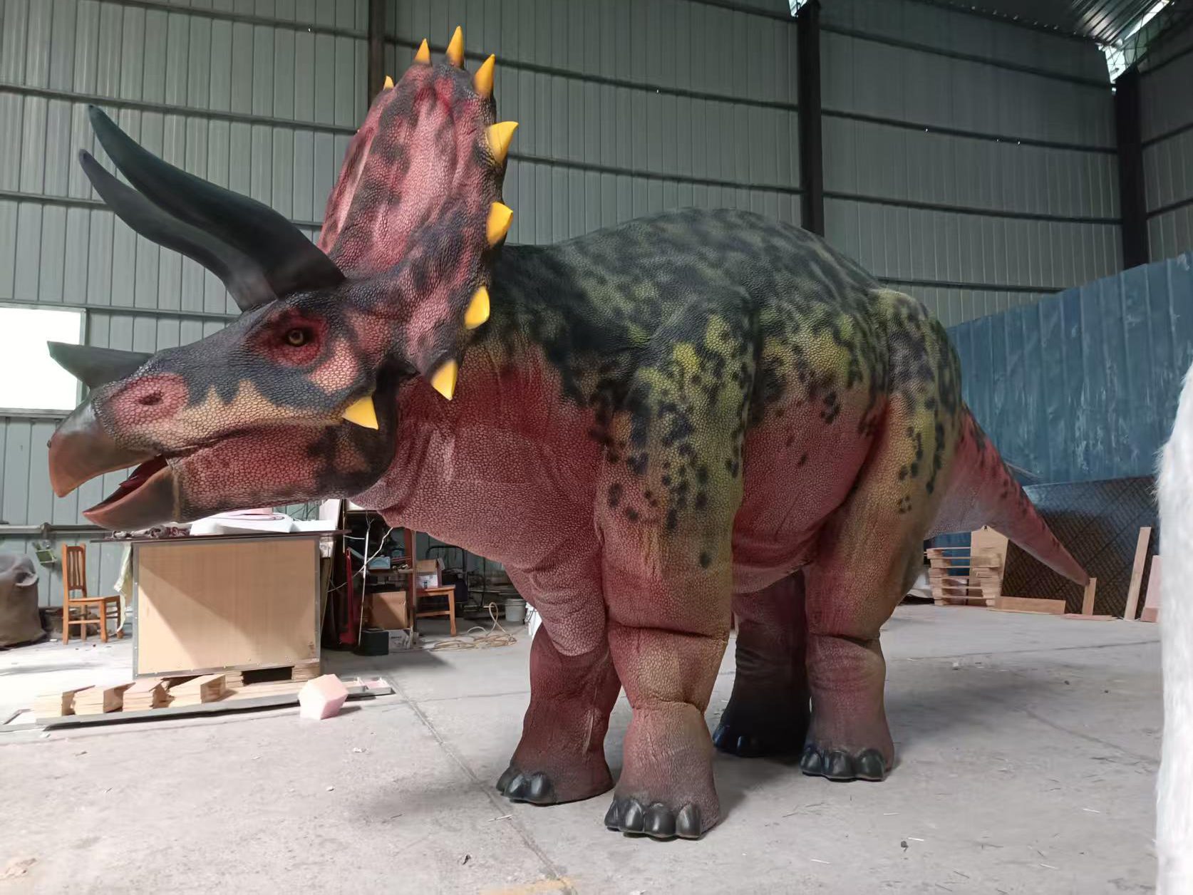Theme Park High Quality Realistic Animatronic Triceratops Dinosaur Double-person Costume