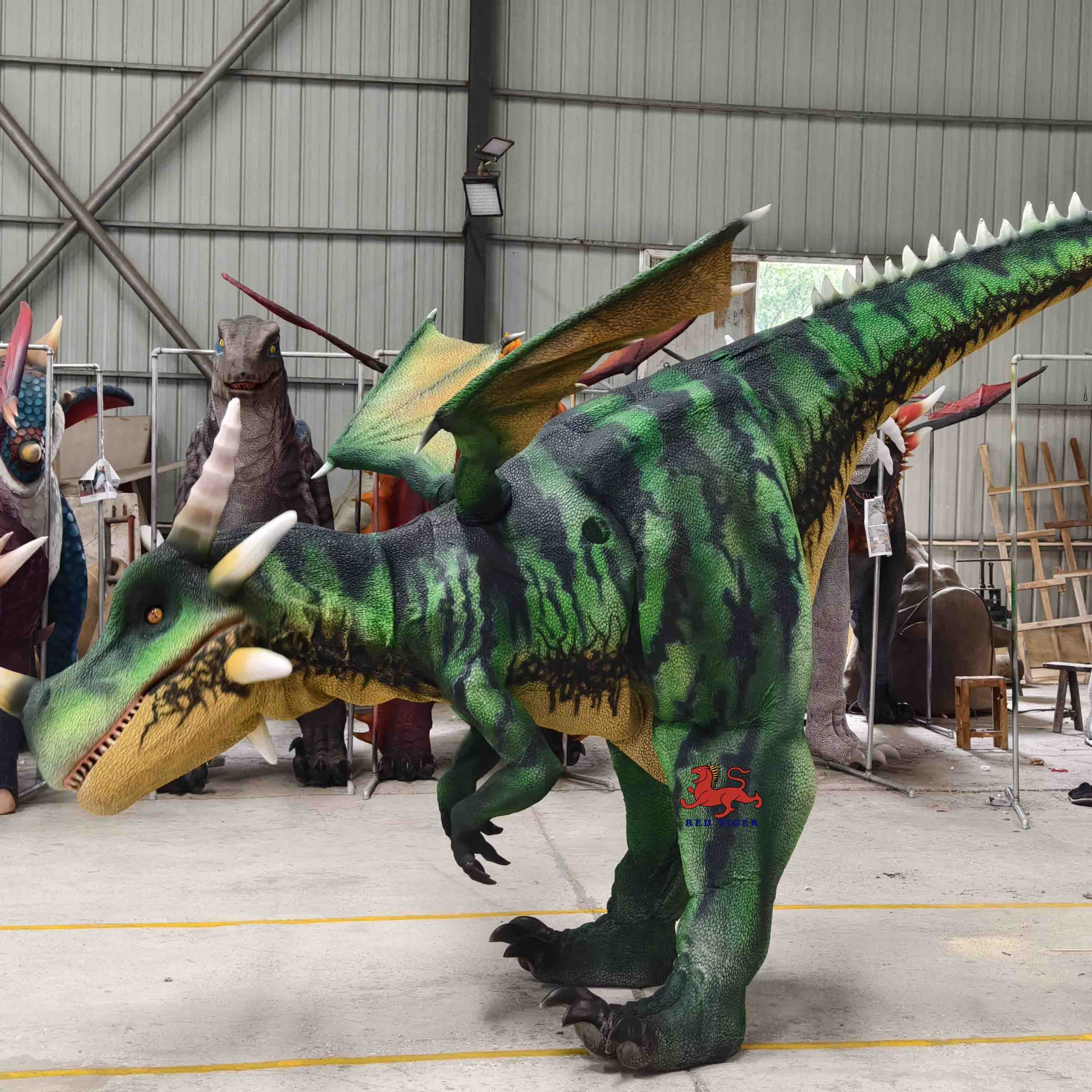 High Quality Realistic Walking Dinosaur Deagon Costume for Theme Park & Amusement Park