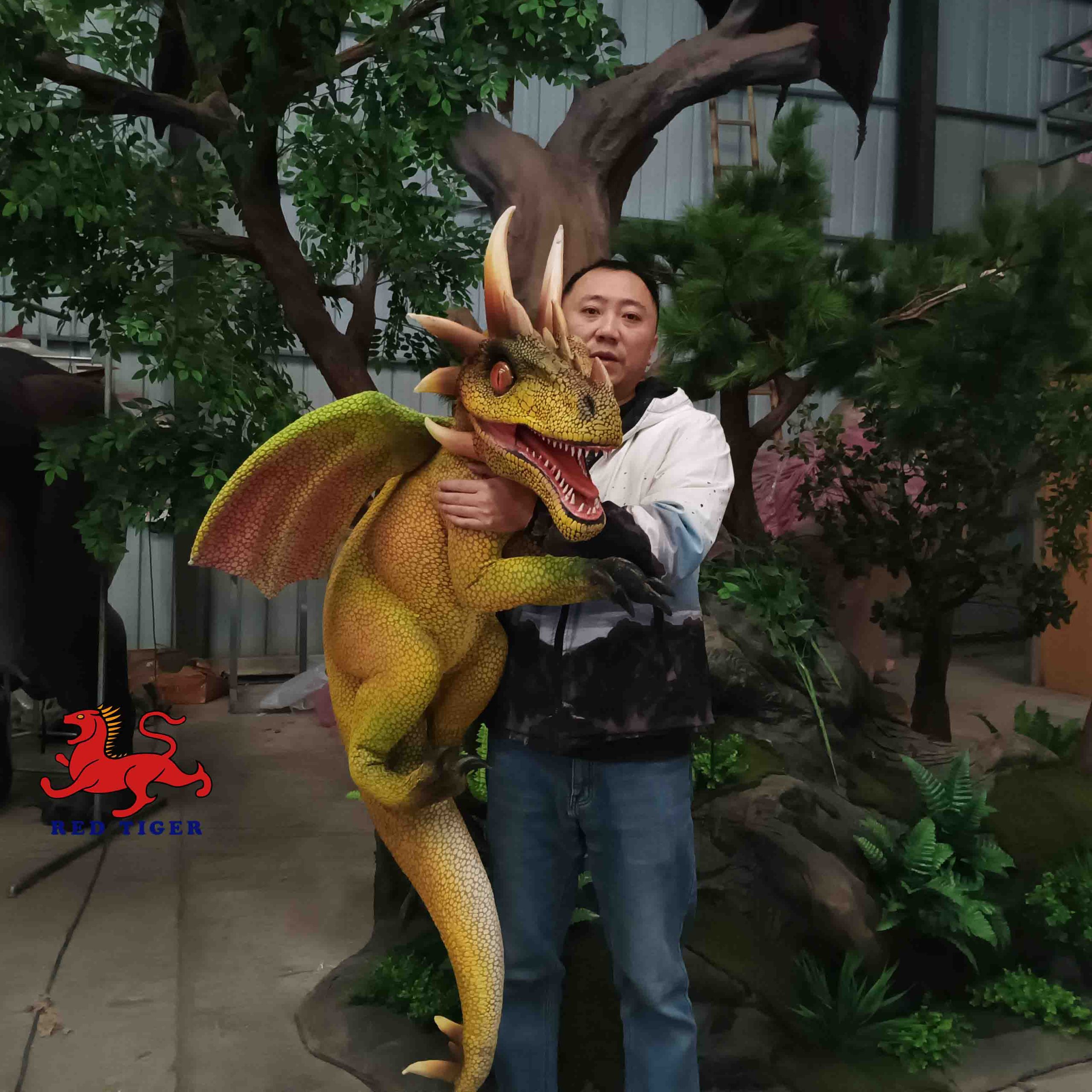 Theme Park Products Robotic Animatronics Baby Realistic Dragon Robot Dinosaur Puppet for Sale