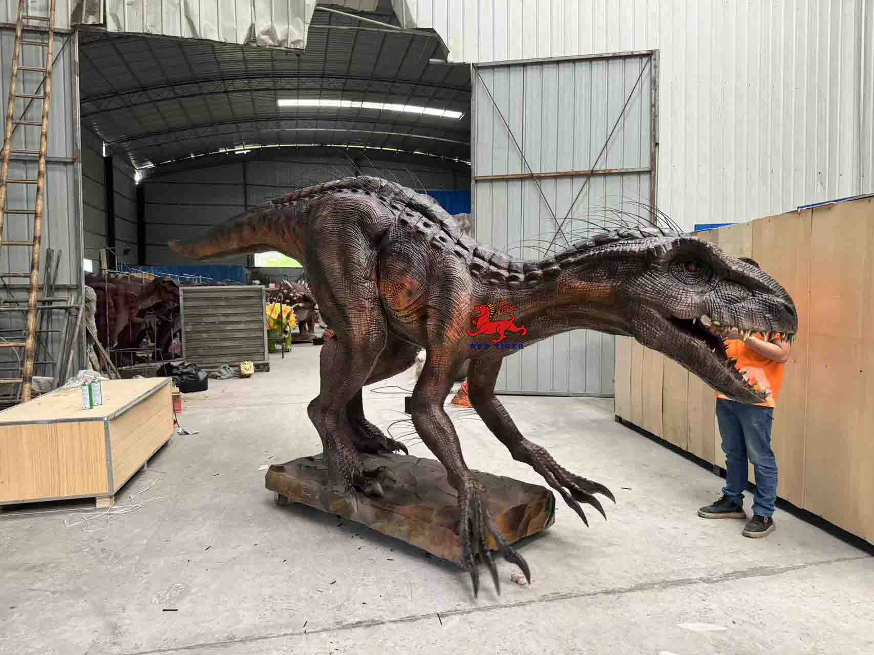 Lifesize Animatronic Dinosaur for Indoor Play Metal Playground Equipment for Schools Kindergartens Daycares Airports Shopping