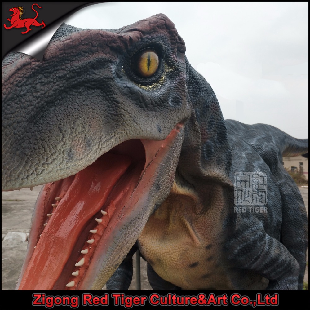 Amusement Life Size Realistic Animatronic Hide Legs Velociraptor Dinosaur Costumes
