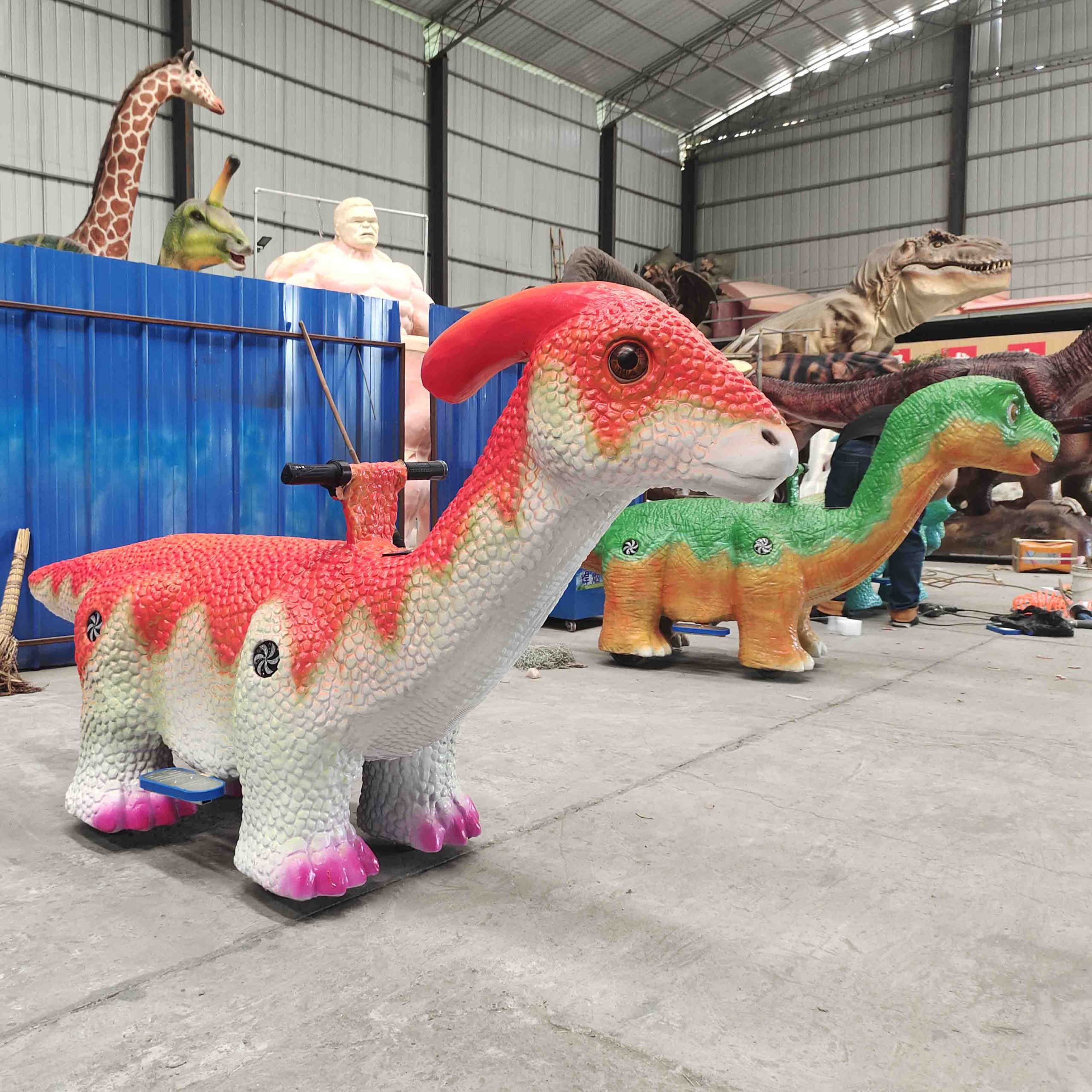 Interactive Coin-Operated Dinosaur Toy Cars Amusement Ride for Kids for Home Sports Park School Trampoline Park Metal Outdoor