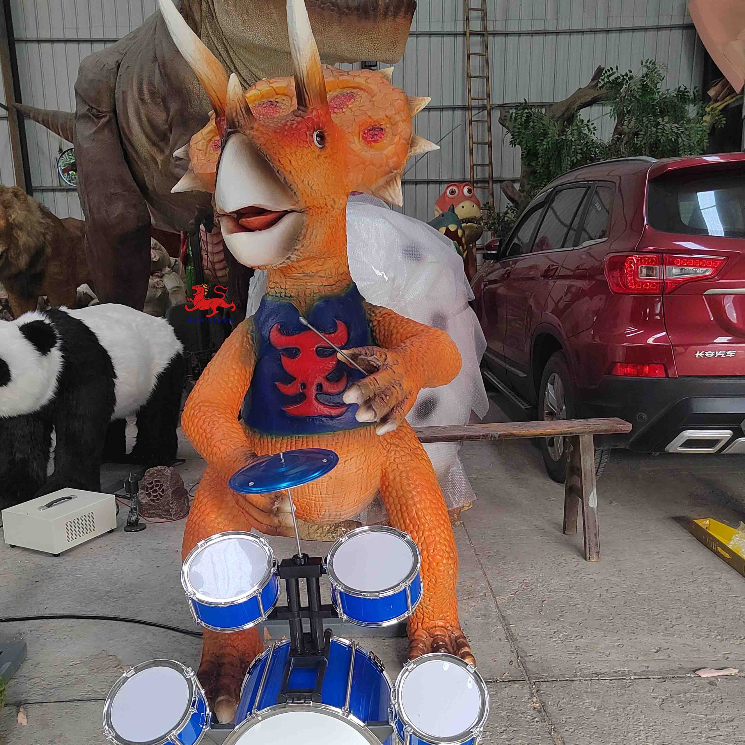 Amusement Theme Park Customized Music Party Exhibits Cartoon Realistic Animatronic Dinosaur Band for Sale