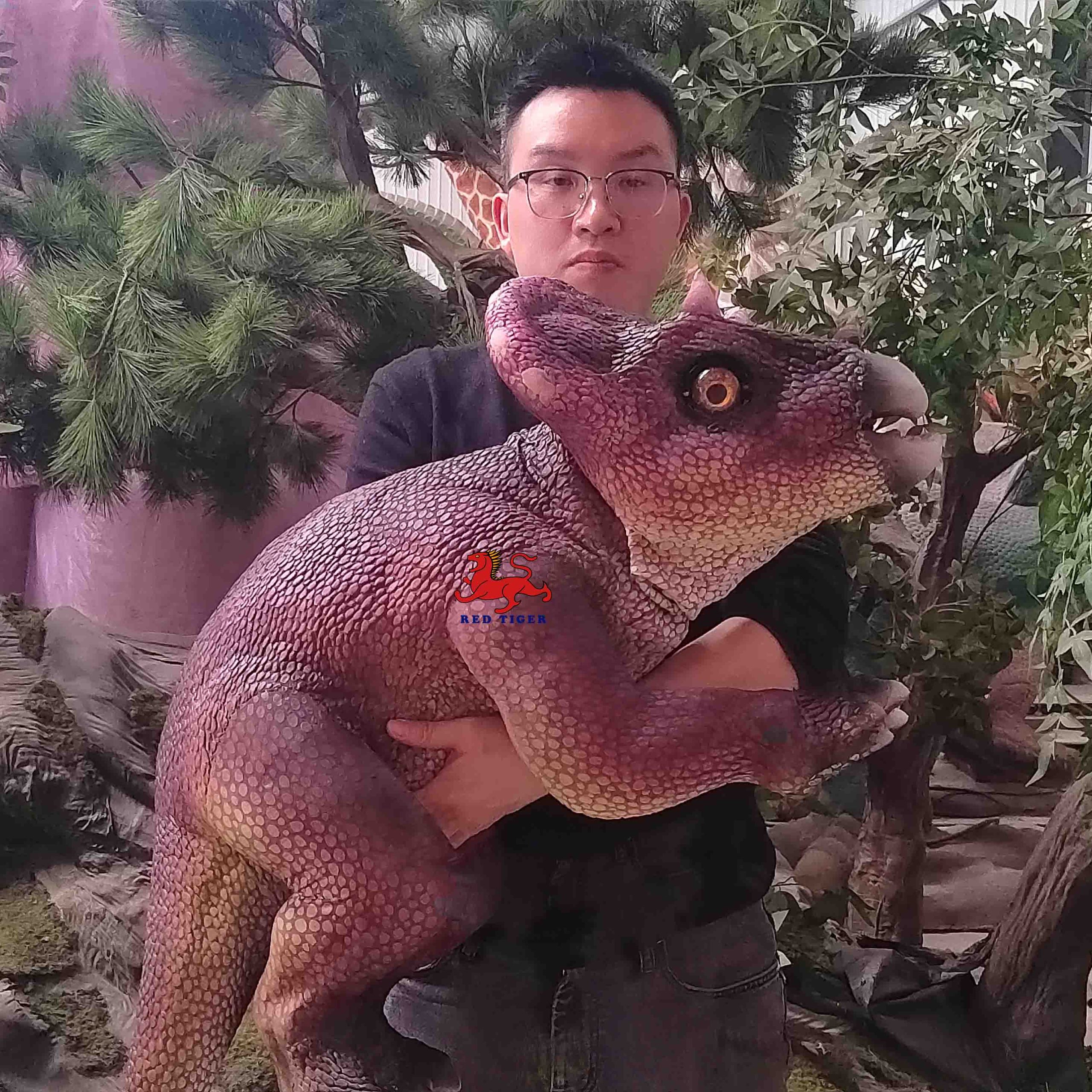amusement park products remote control robotic animatronics baby realistic triceratops puppet for sale