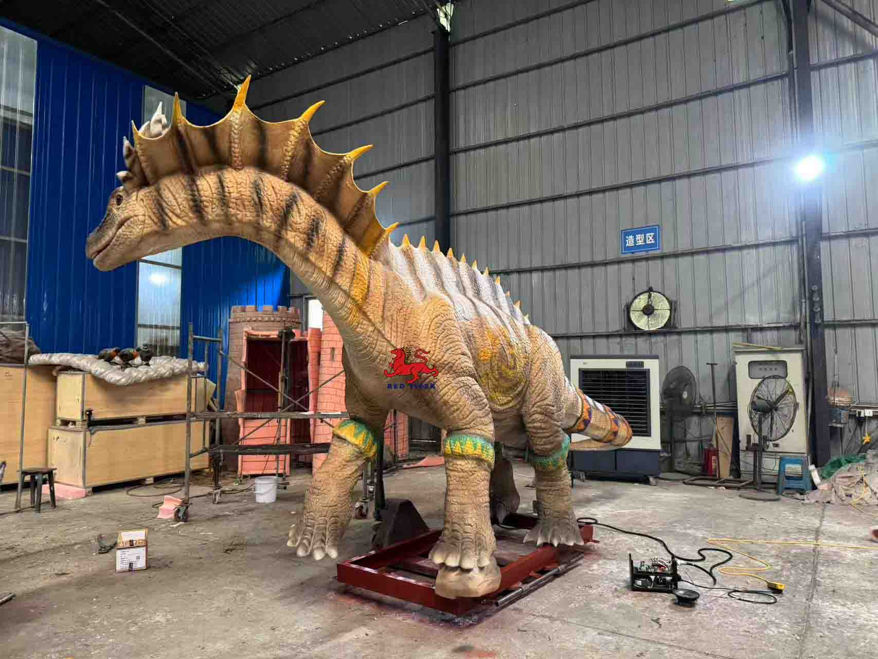 Jurassic Dino World Amusement Park Robot Simulation Mechanical Life Size Lifelike Animatronic Amargasaurus for Exhibition