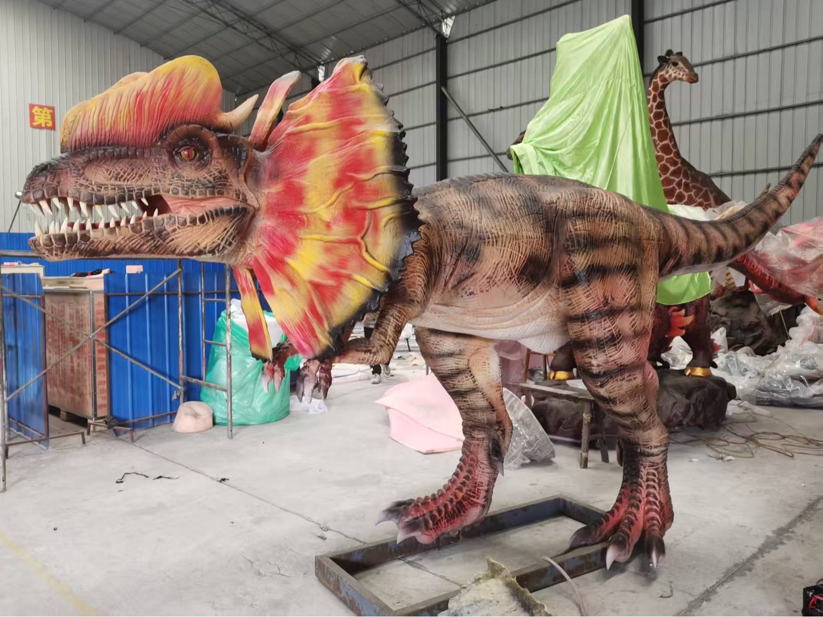 Dino Park High Quality Realistic Animatronic Dilophosaurus Dinosaur Model