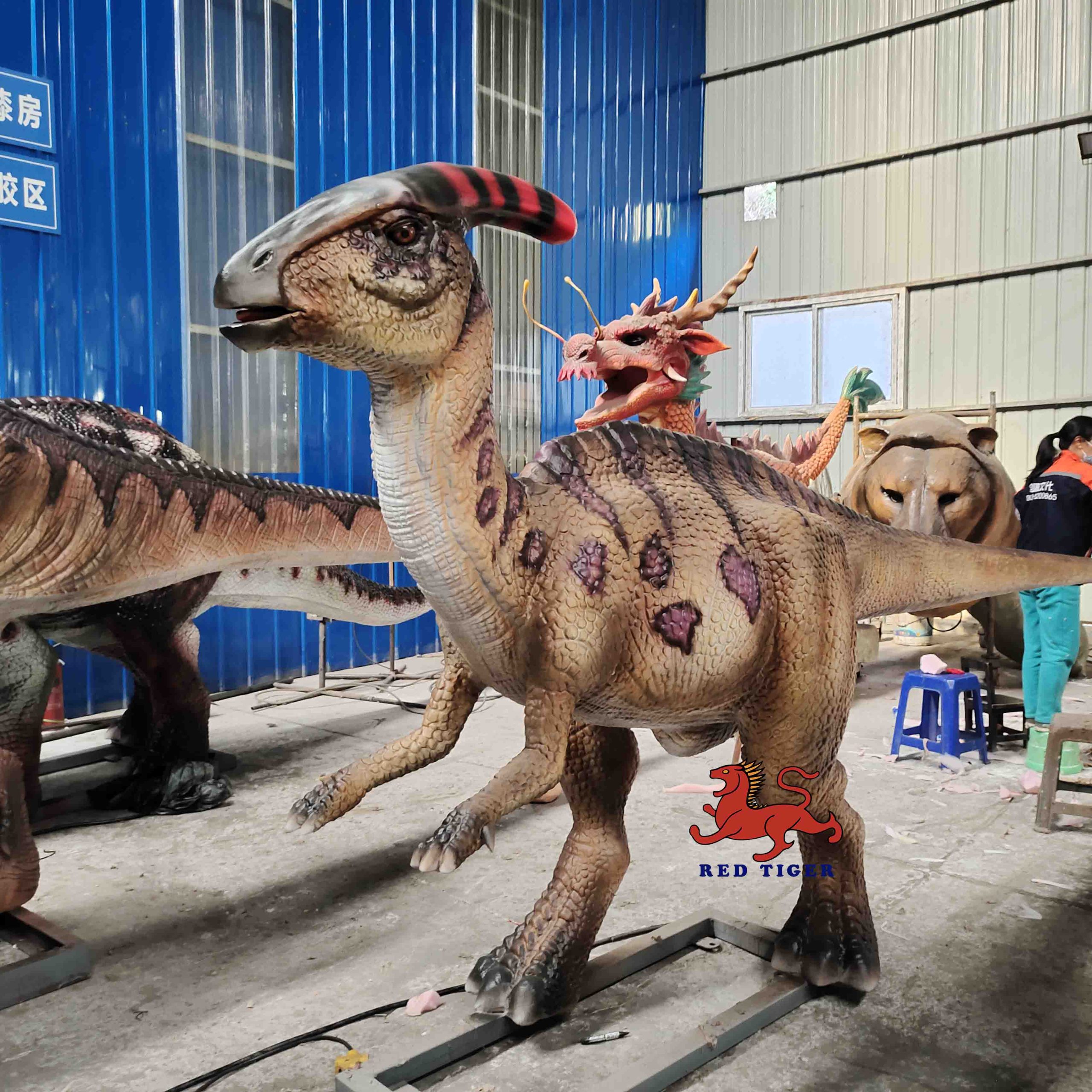 Life-Size Indoor Metal Mechanical Dinosaur Model for Amusement Park Adventure Park Shopping Mall Airport or Daycare