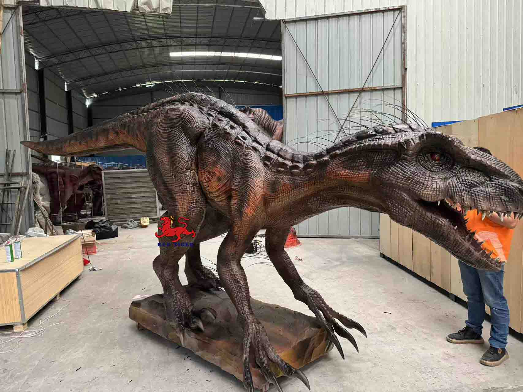 Lifesize Animatronic Dinosaur for Indoor Play Metal Playground Equipment for Schools Kindergartens Daycares Airports Shopping