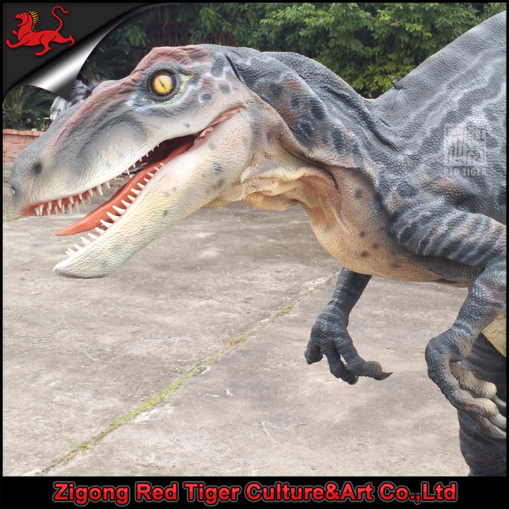 Amusement Life Size Realistic Animatronic Hide Legs Velociraptor Dinosaur Costumes