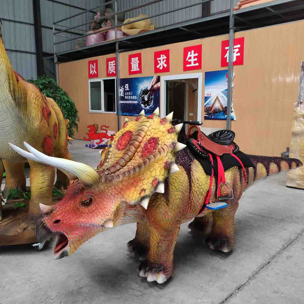 Amusement Park Dinosaur Ride Exhibit Artificial Dinosaur Scooter Attraction Kids Dinosaur Ride