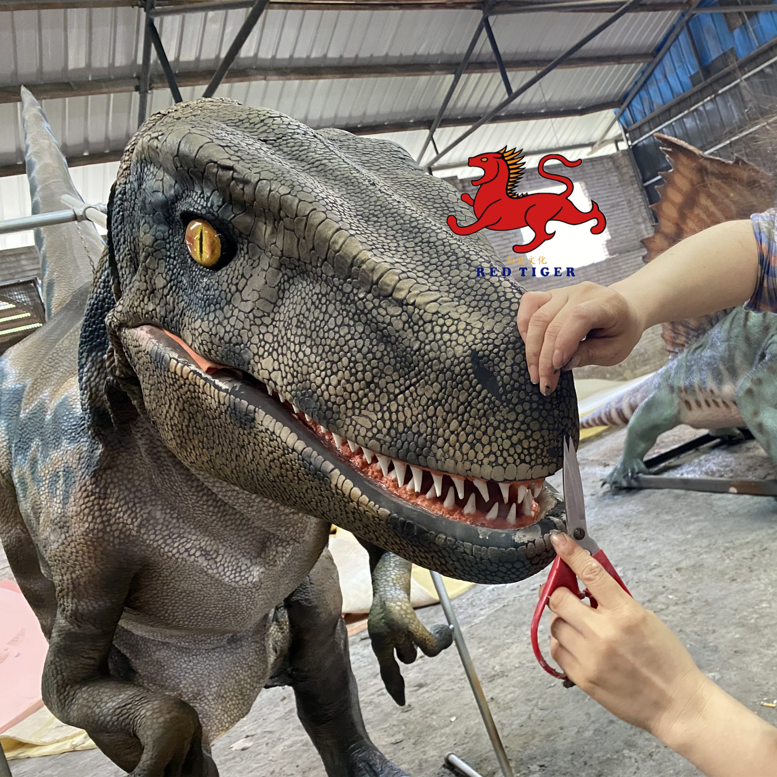 Animatronic Realistic Blue Dinosaur Costume